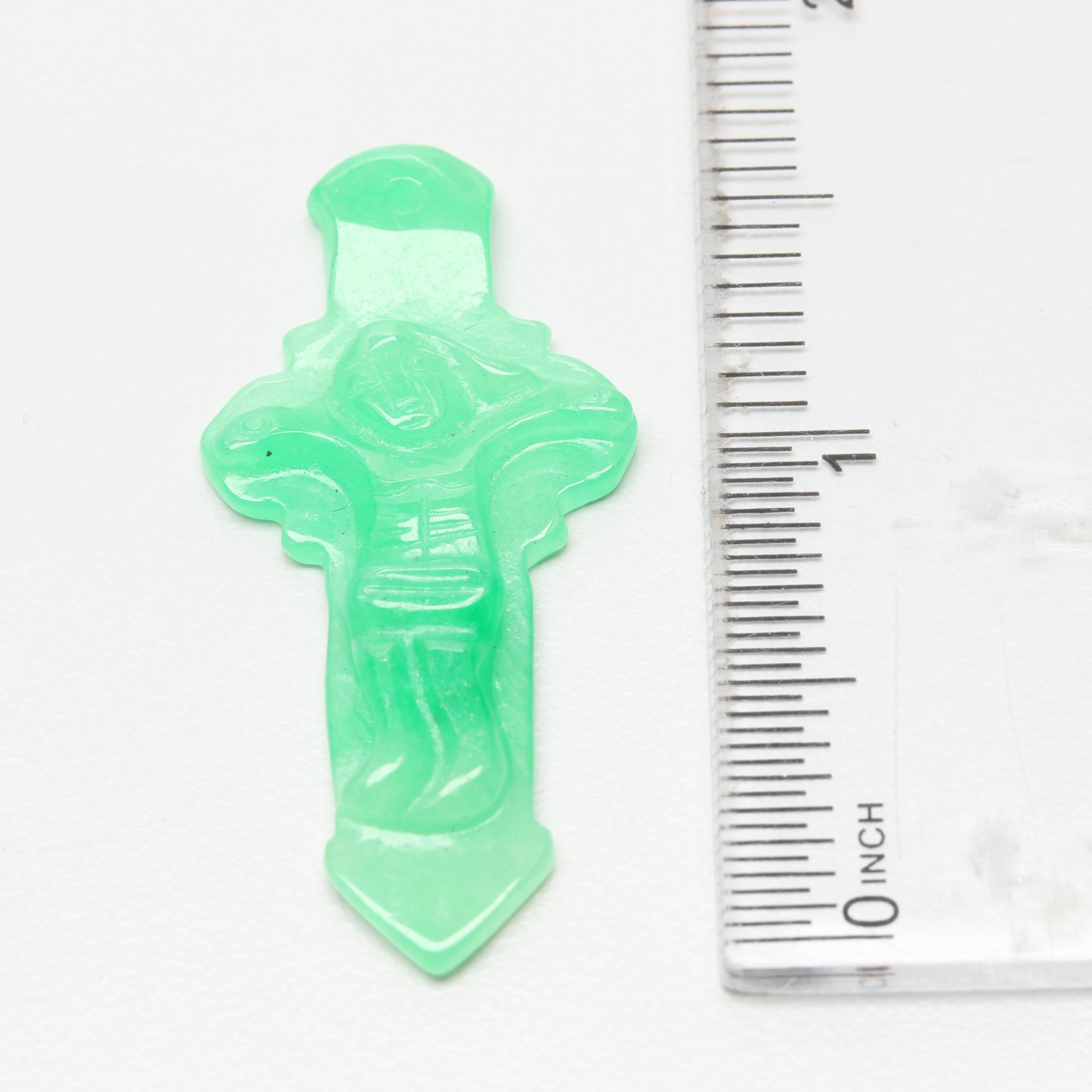 Loose 16.38 CT Carved Jadeite Cross