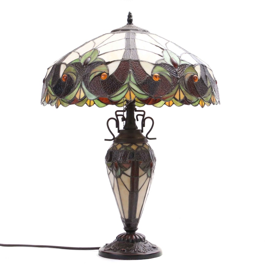 Tiffany Style Stained Glass Table Lamps After Sebastian