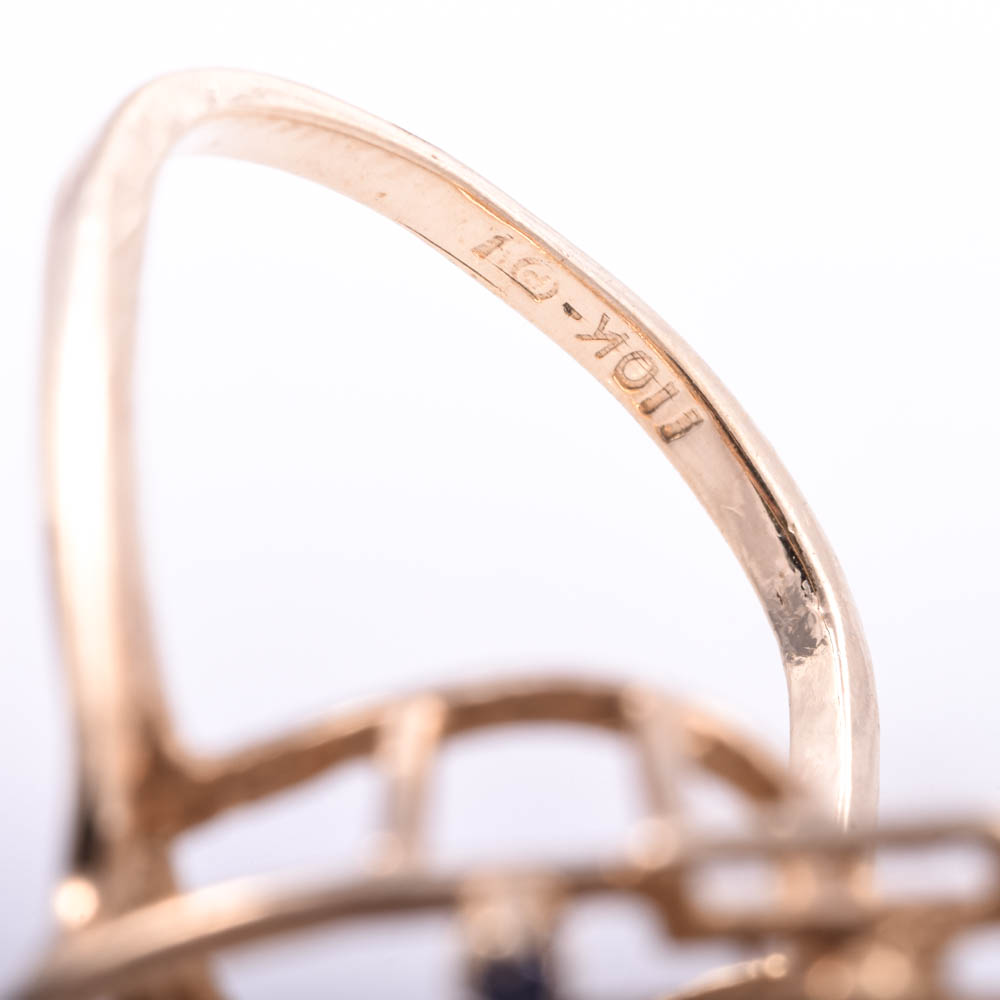 10K Yellow Gold Opal, Garnet and Sapphire Ring