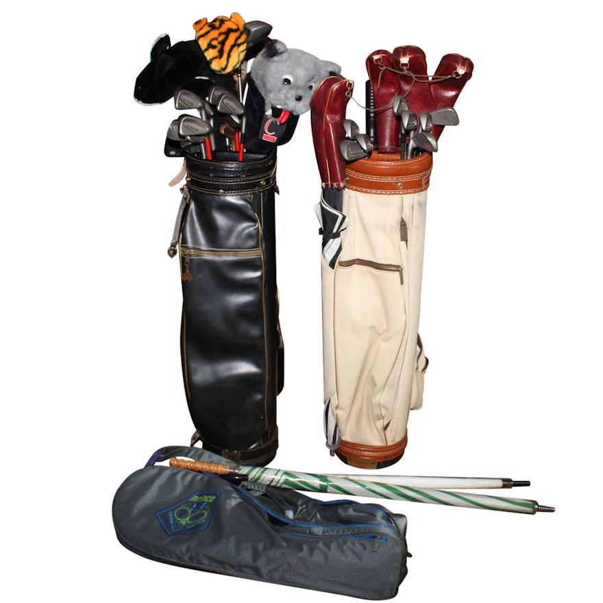 Assortment of Tennis and Golf Equipment Including Prince, Staff, and Hi-Trac-Tcs