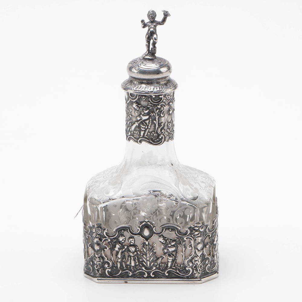 Storck & Sinsheimer Hanau 800 Silver Mounted Glass Bottle with Stopper