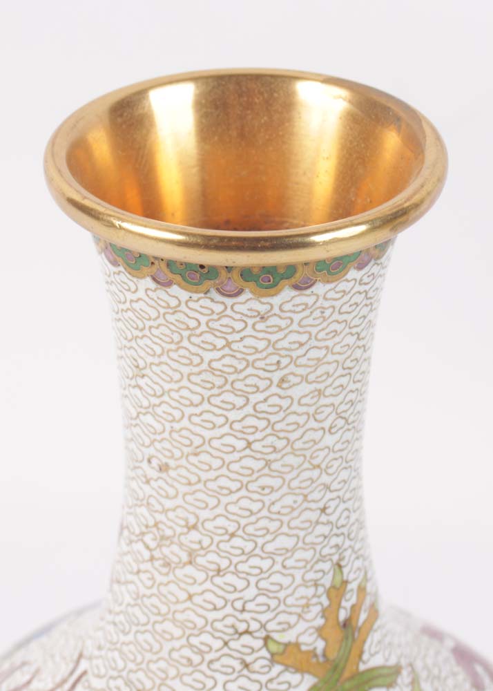 Chinese Cloisonne Vases and Paperweight