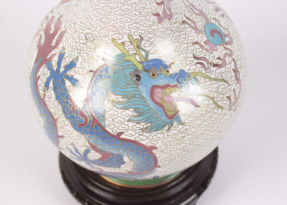 Chinese Cloisonne Vases and Paperweight