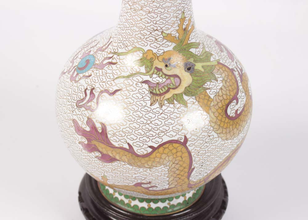 Chinese Cloisonne Vases and Paperweight