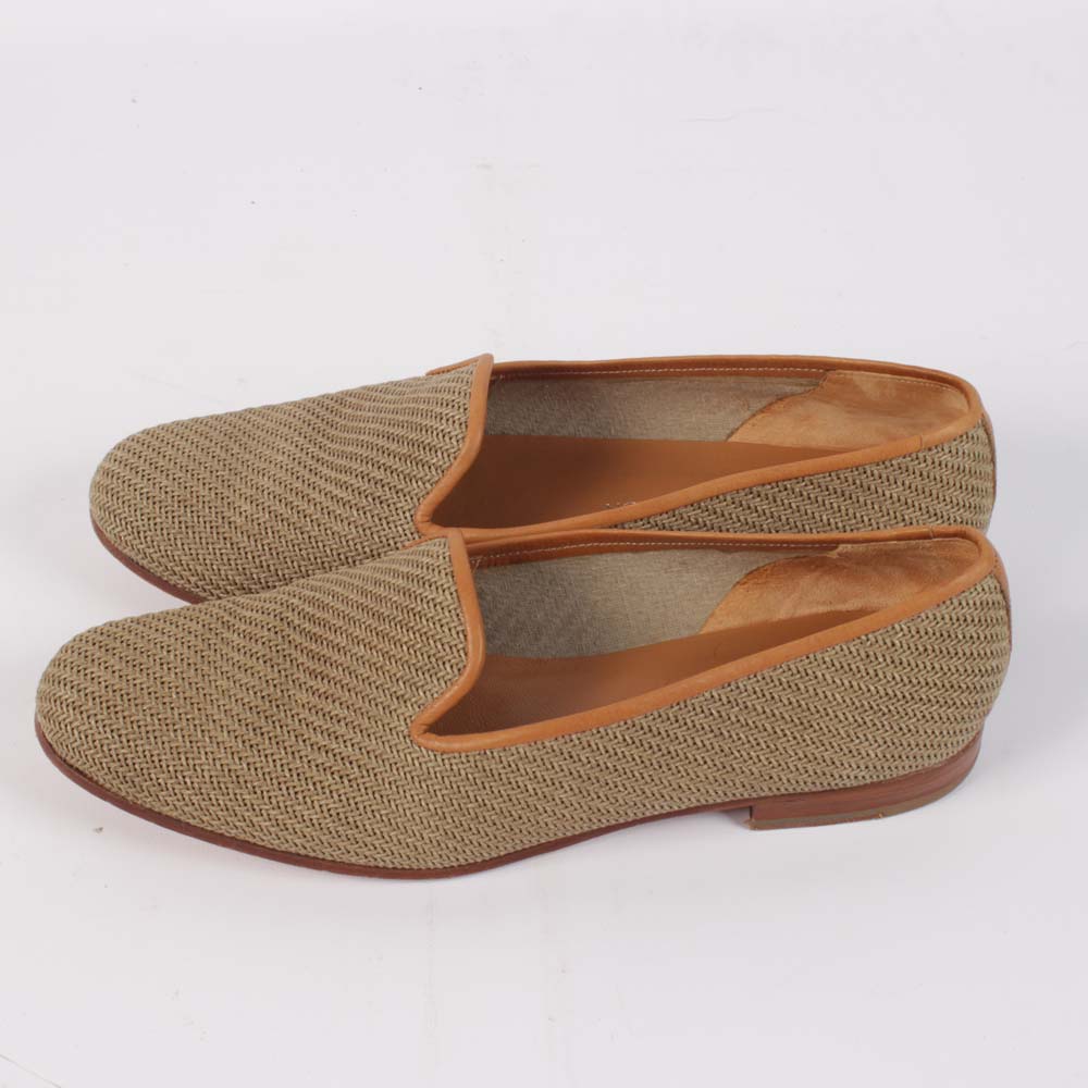Women's Stubbs & Wootton of Palm Beach Woven and Tan Leather Slippers
