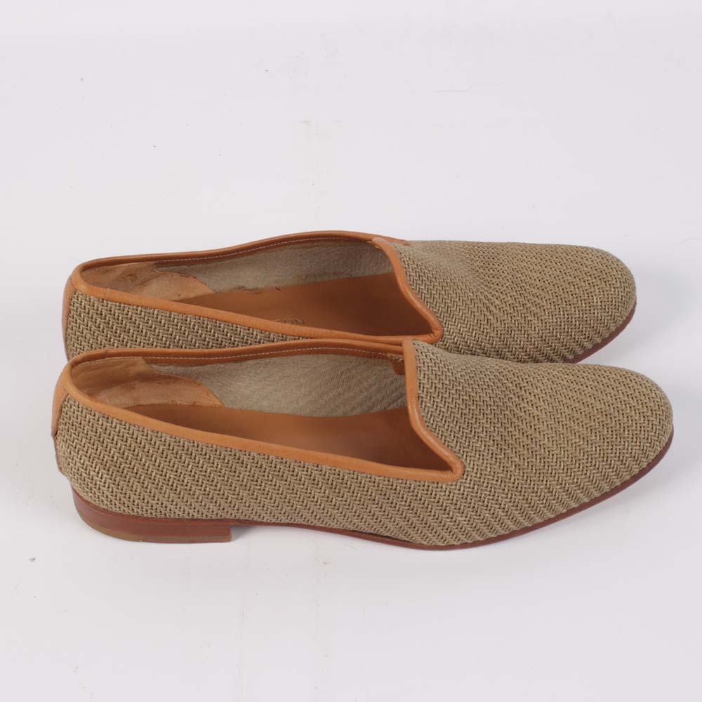 Women's Stubbs & Wootton of Palm Beach Woven and Tan Leather Slippers