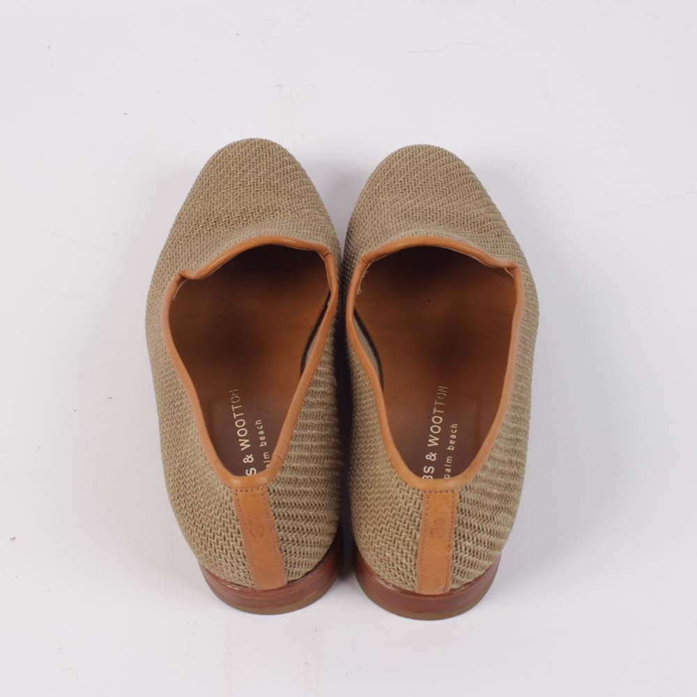Women's Stubbs & Wootton of Palm Beach Woven and Tan Leather Slippers