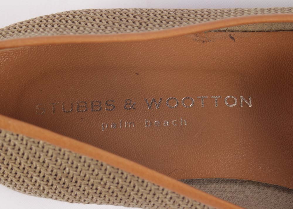 Women's Stubbs & Wootton of Palm Beach Woven and Tan Leather Slippers