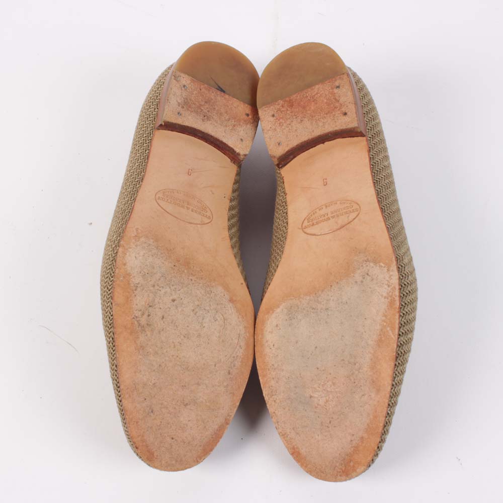 Women's Stubbs & Wootton of Palm Beach Woven and Tan Leather Slippers