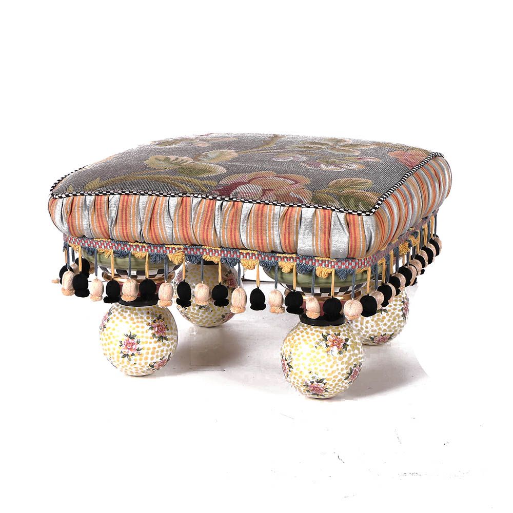 Rose Themed Footstool by MacKenzie-Childs