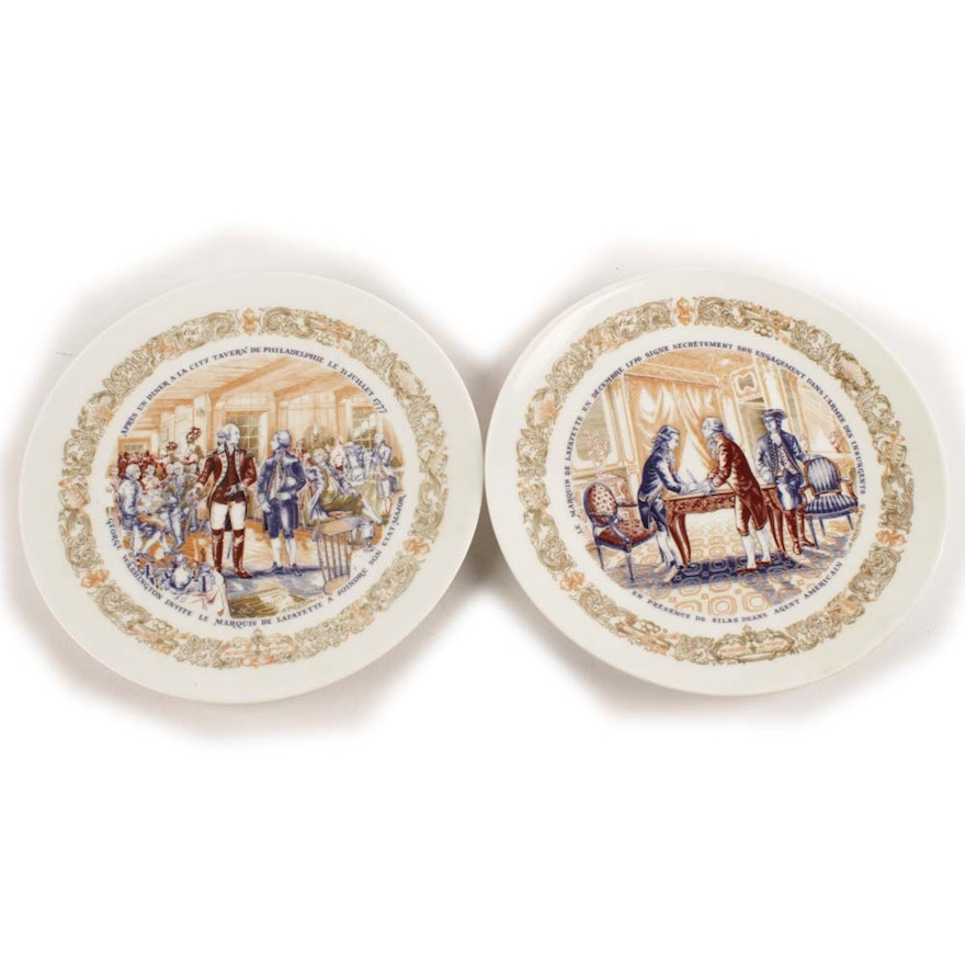 Pair of D'Arceau-Limoges "Lafayette Legacy Collection" Porcelain Plates
