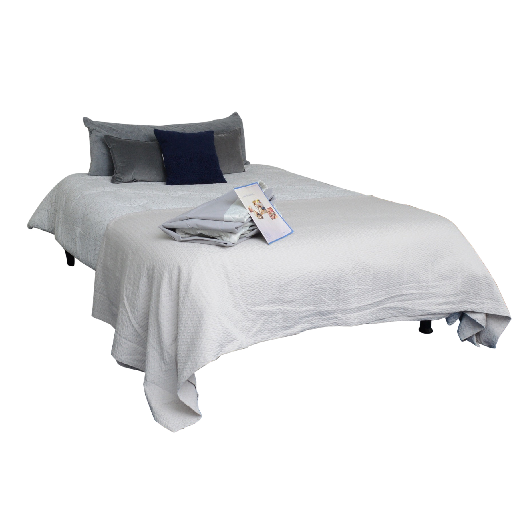 Queen Size Bed Frame with Sleep Number 300 Mattress and Bedding