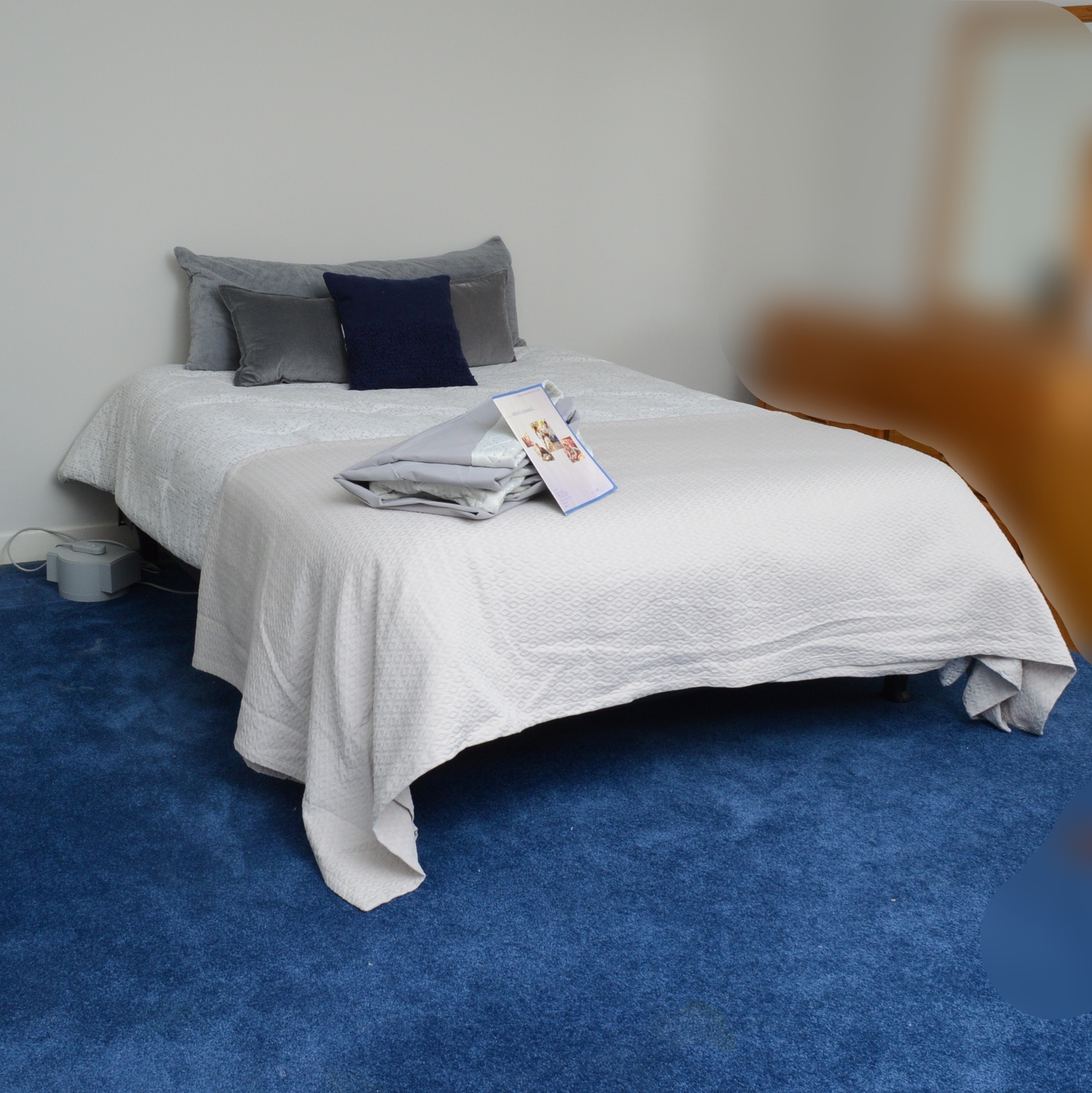 Queen Size Bed Frame with Sleep Number 300 Mattress and Bedding