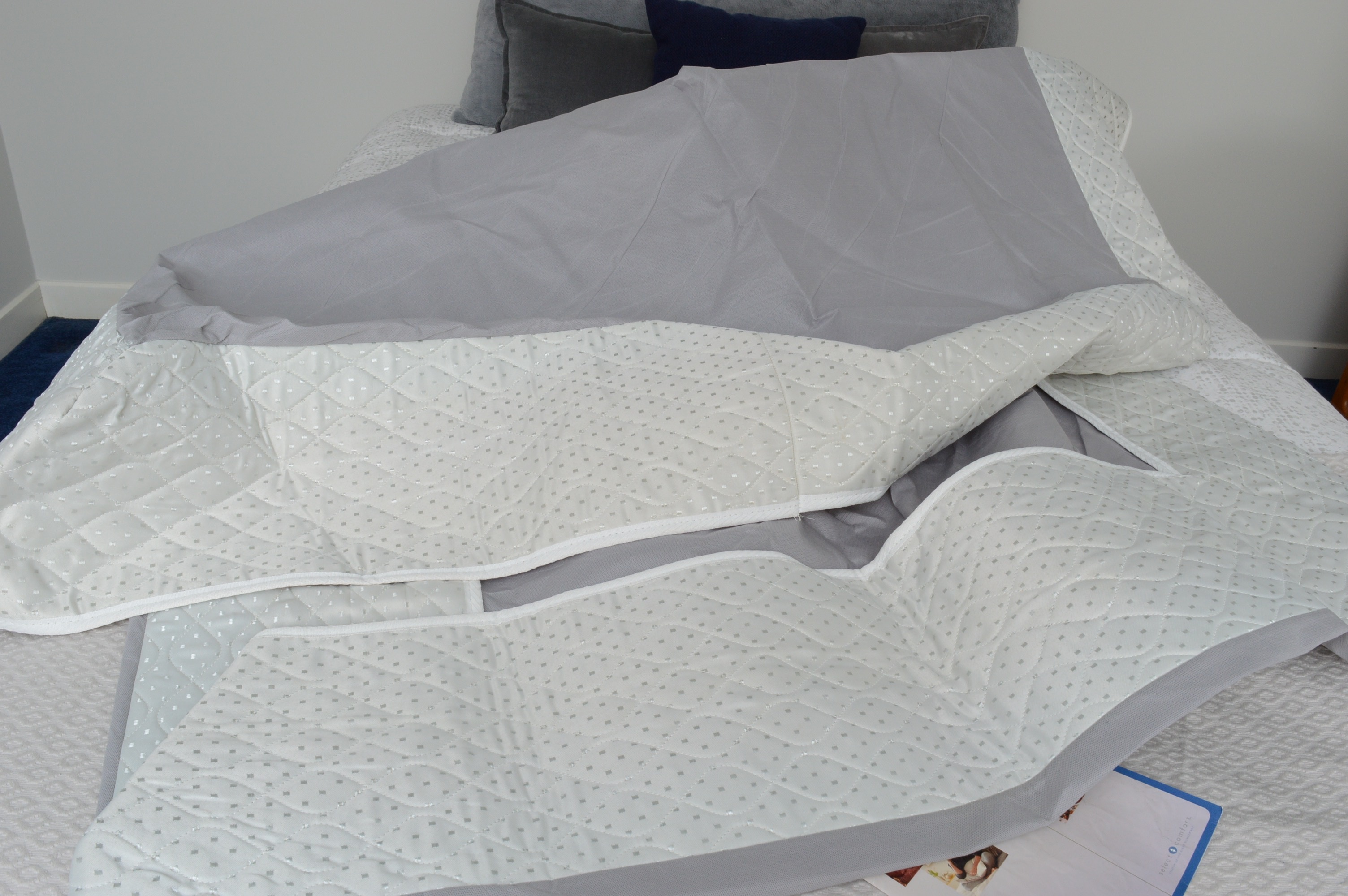 Queen Size Bed Frame with Sleep Number 300 Mattress and Bedding