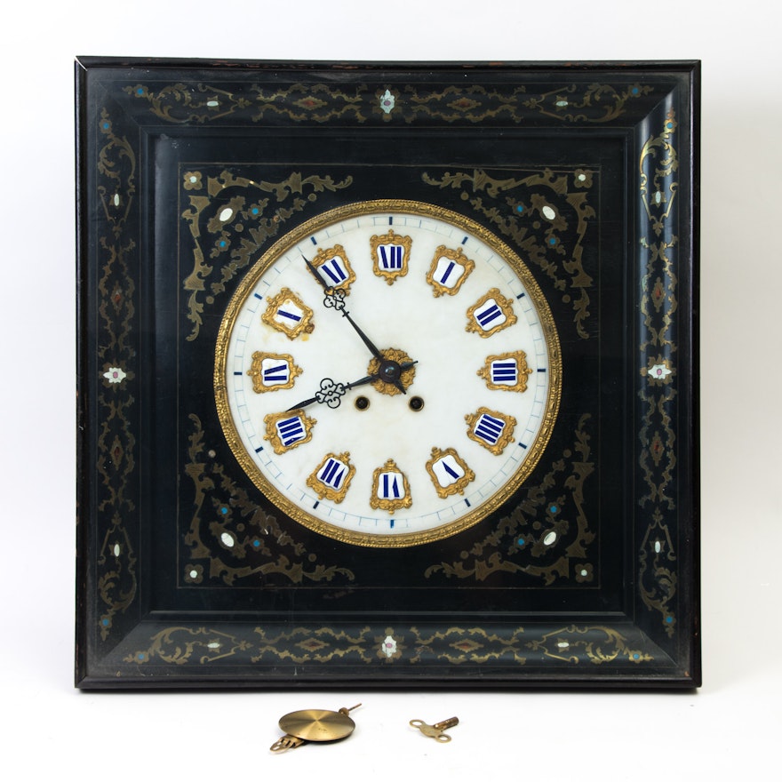 Antique Champlevé Style Clock