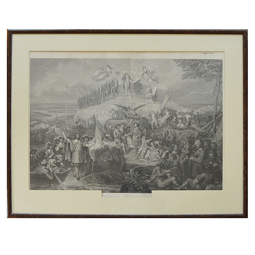 1870s Enzing-Miller Lithograph "Family Monument from the History of our Country"