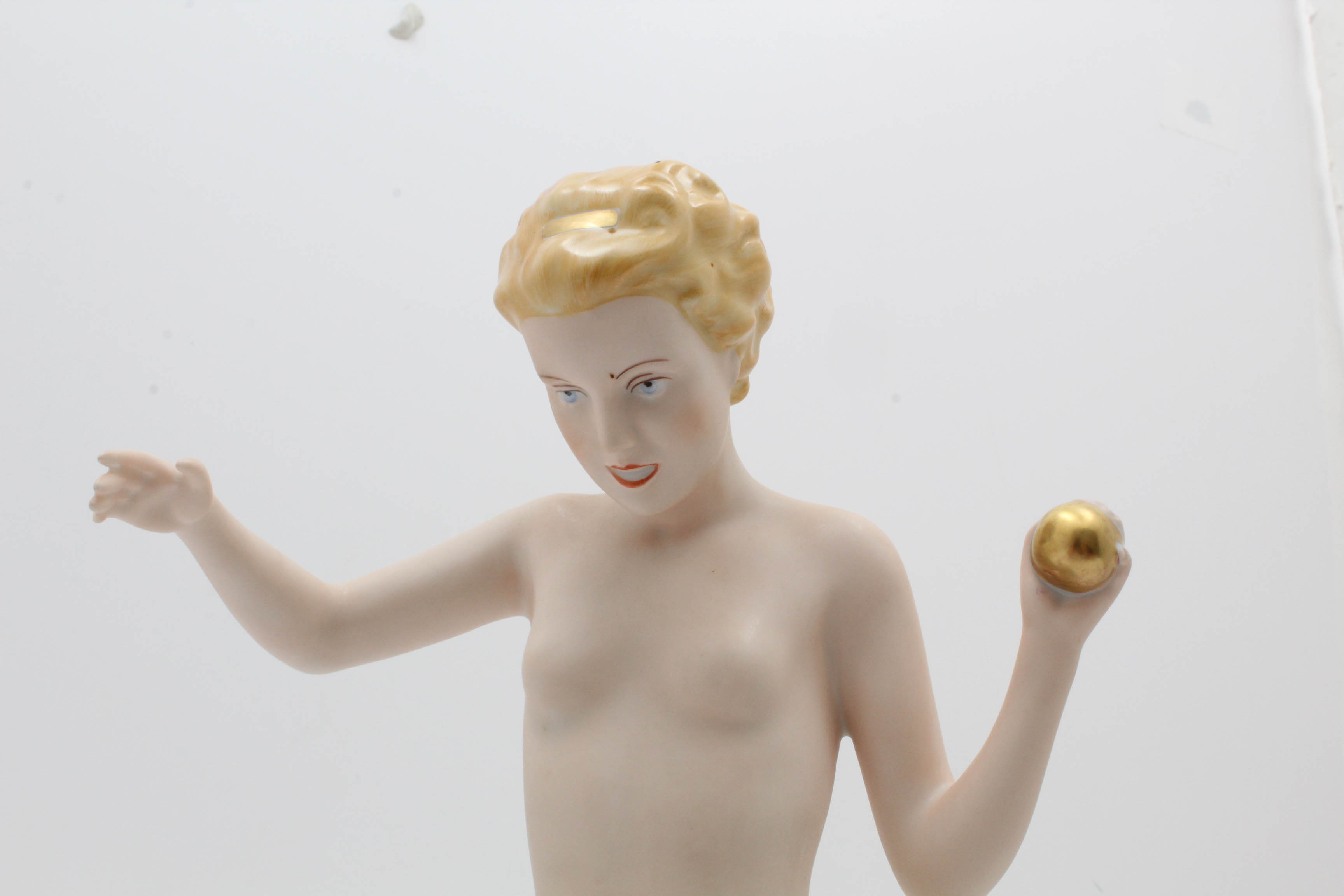 Royal Dux Bohemia Nude Lady with Borzoi Figurine