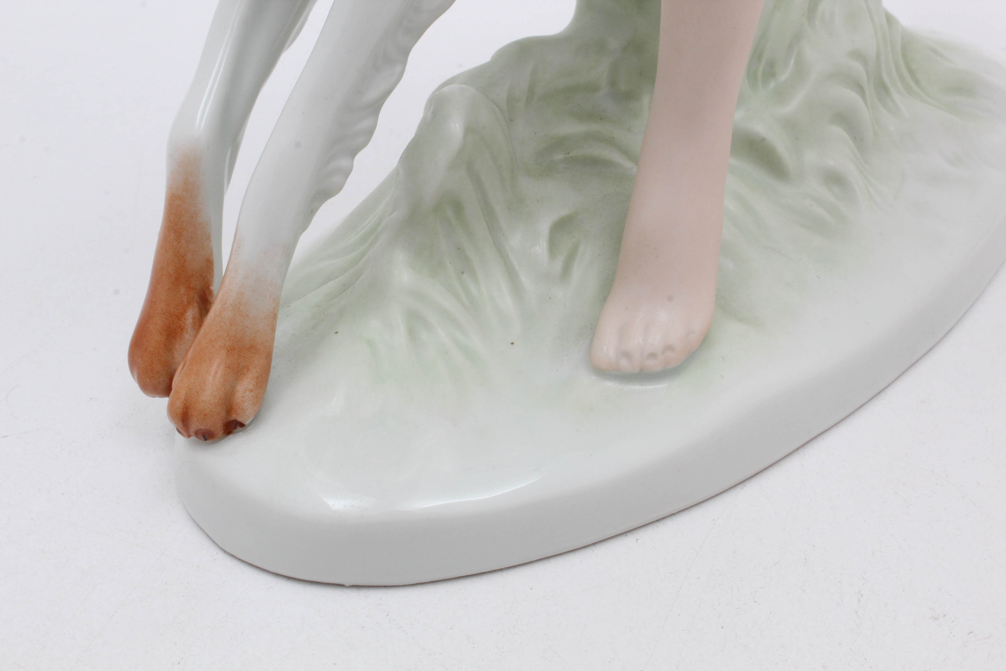 Royal Dux Bohemia Nude Lady with Borzoi Figurine