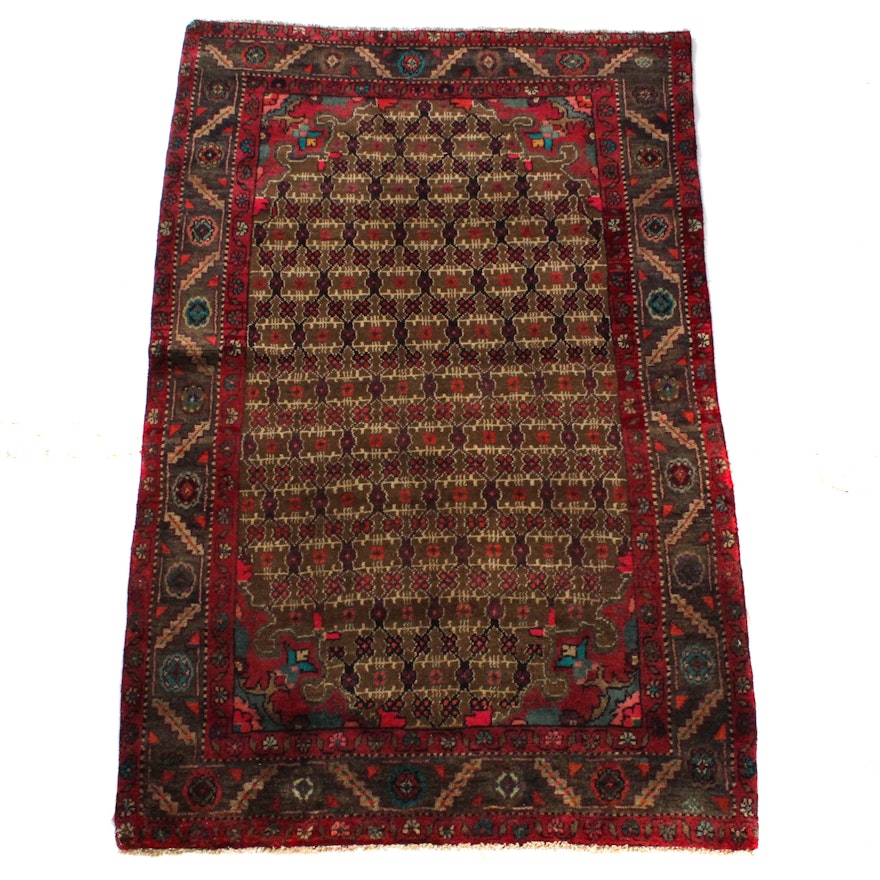 Vintage Hand-Knotted Persian Seneh Bijar Rug