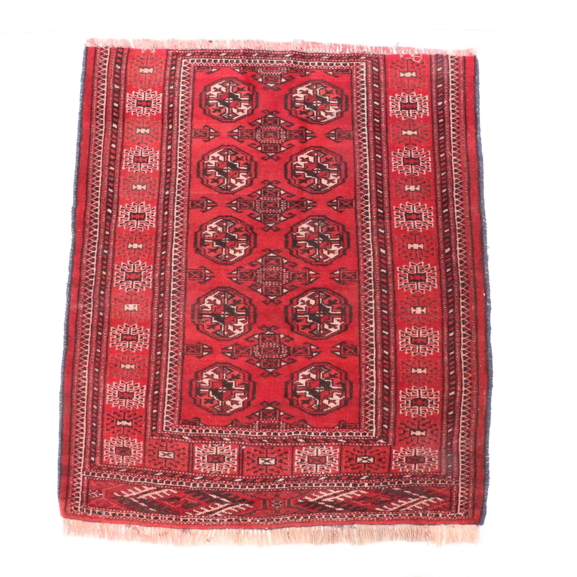 Hand-Knotted Afghan Bokhara Rug Fragment