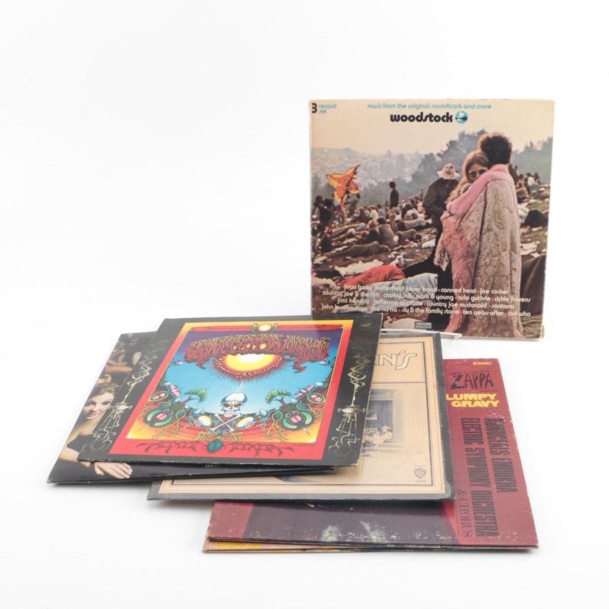 Vintage Classic Rock Records including Woodstock Soundtrack and Grateful Dead