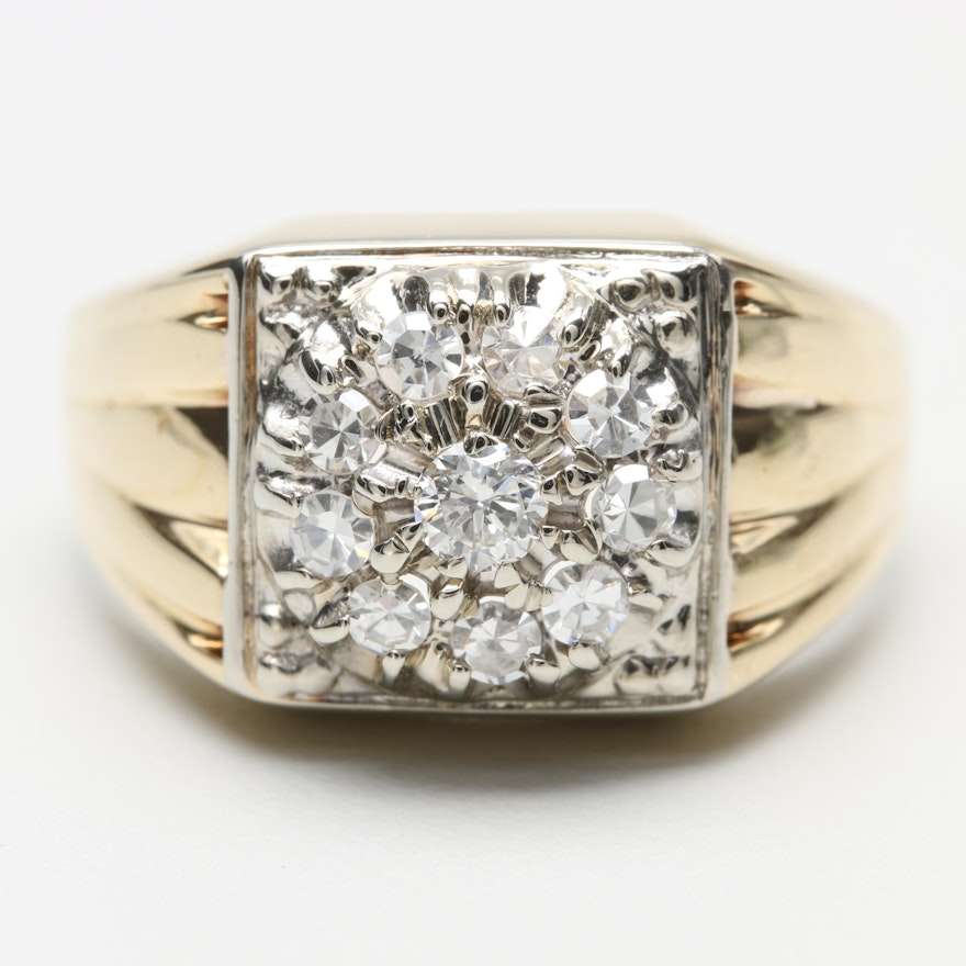 14K Yellow and White Gold Diamond Ring