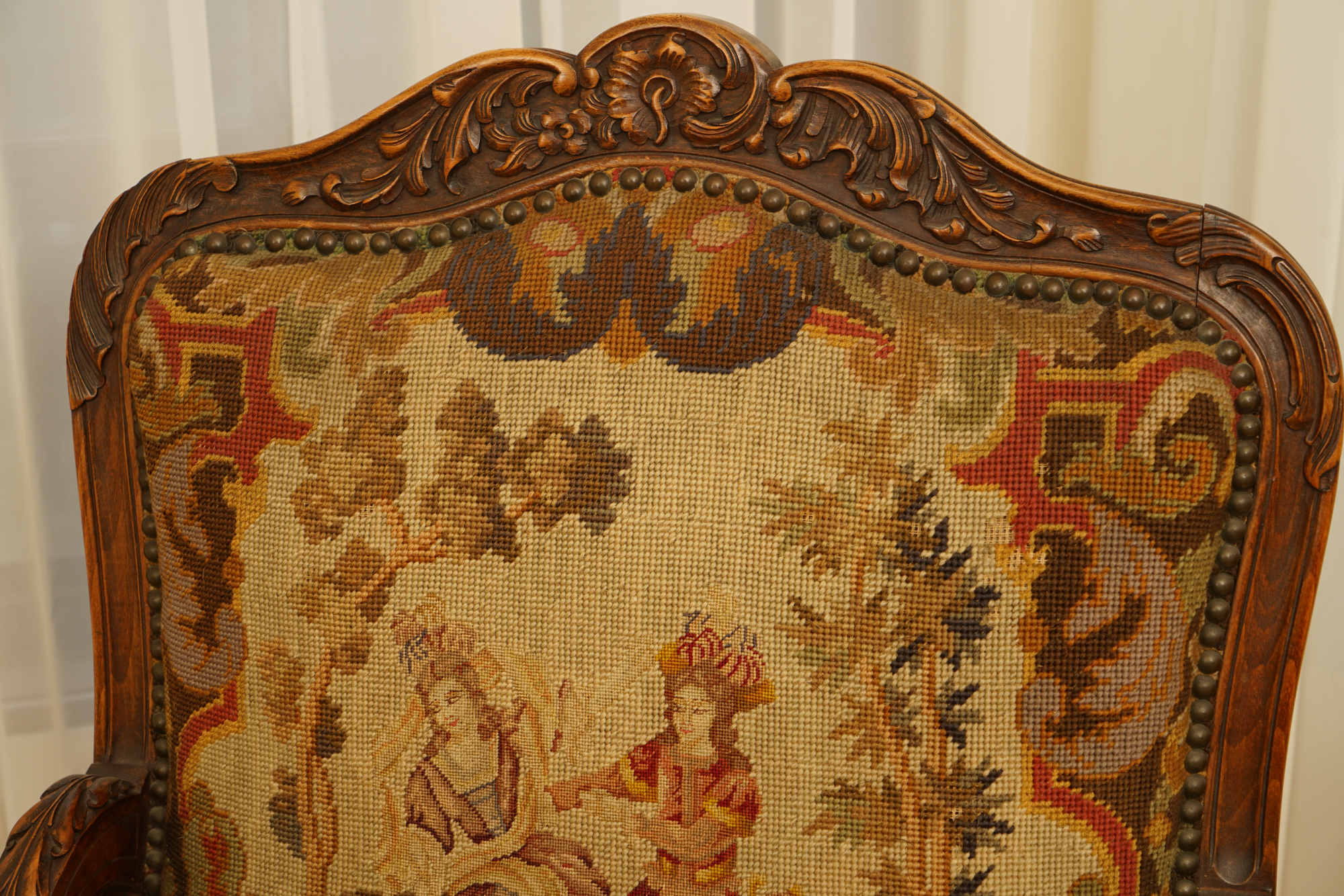 Louis XV Style Armchair with Needlepoint Upholstery