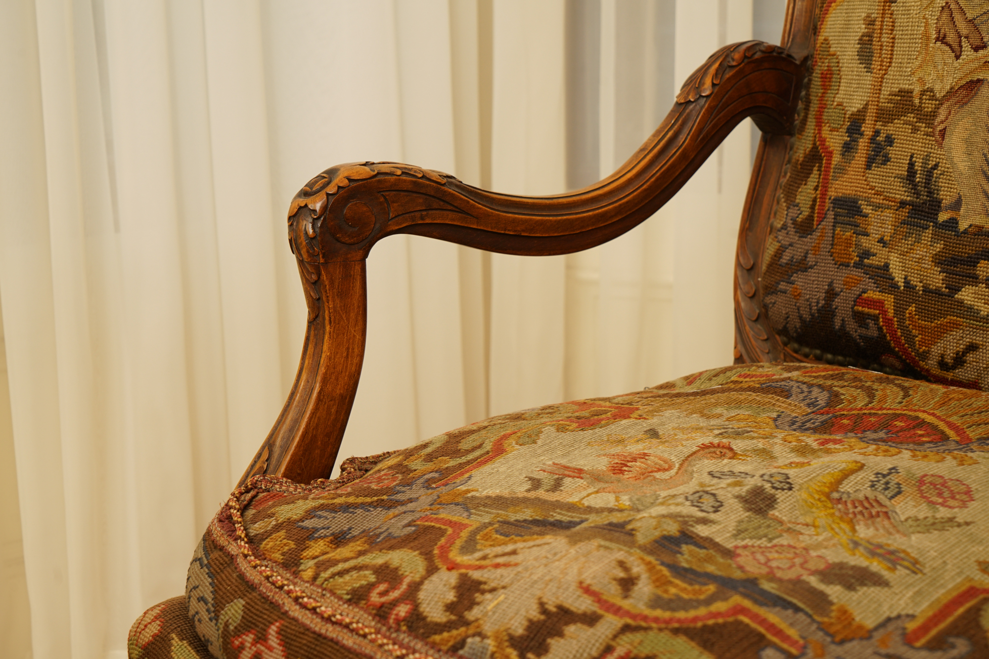 Louis XV Style Armchair with Needlepoint Upholstery