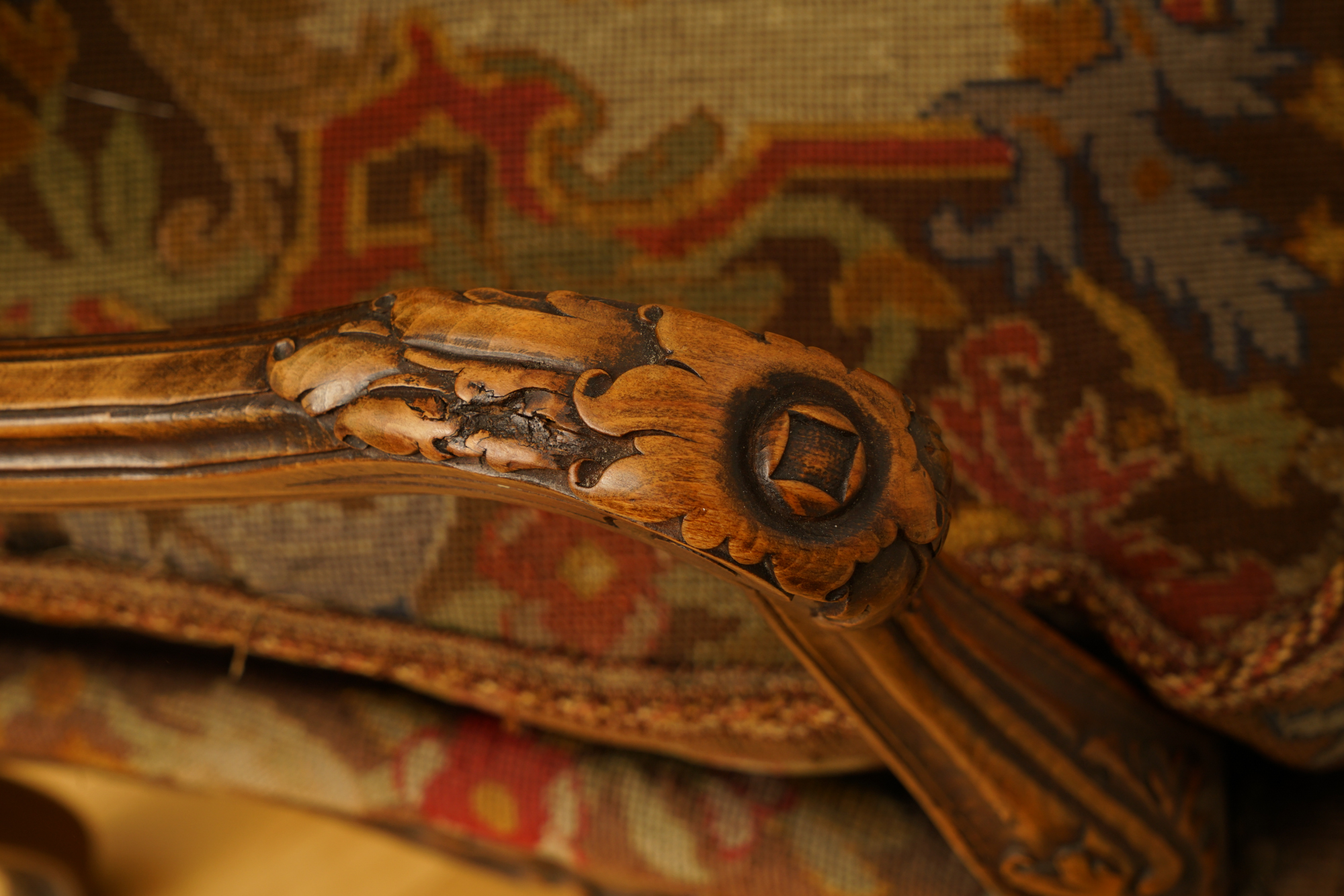 Louis XV Style Armchair with Needlepoint Upholstery