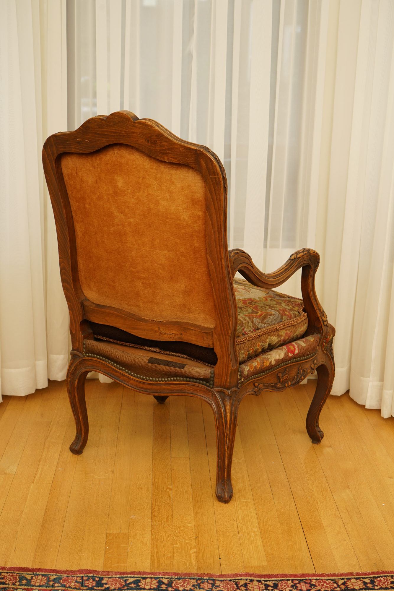 Louis XV Style Armchair with Needlepoint Upholstery