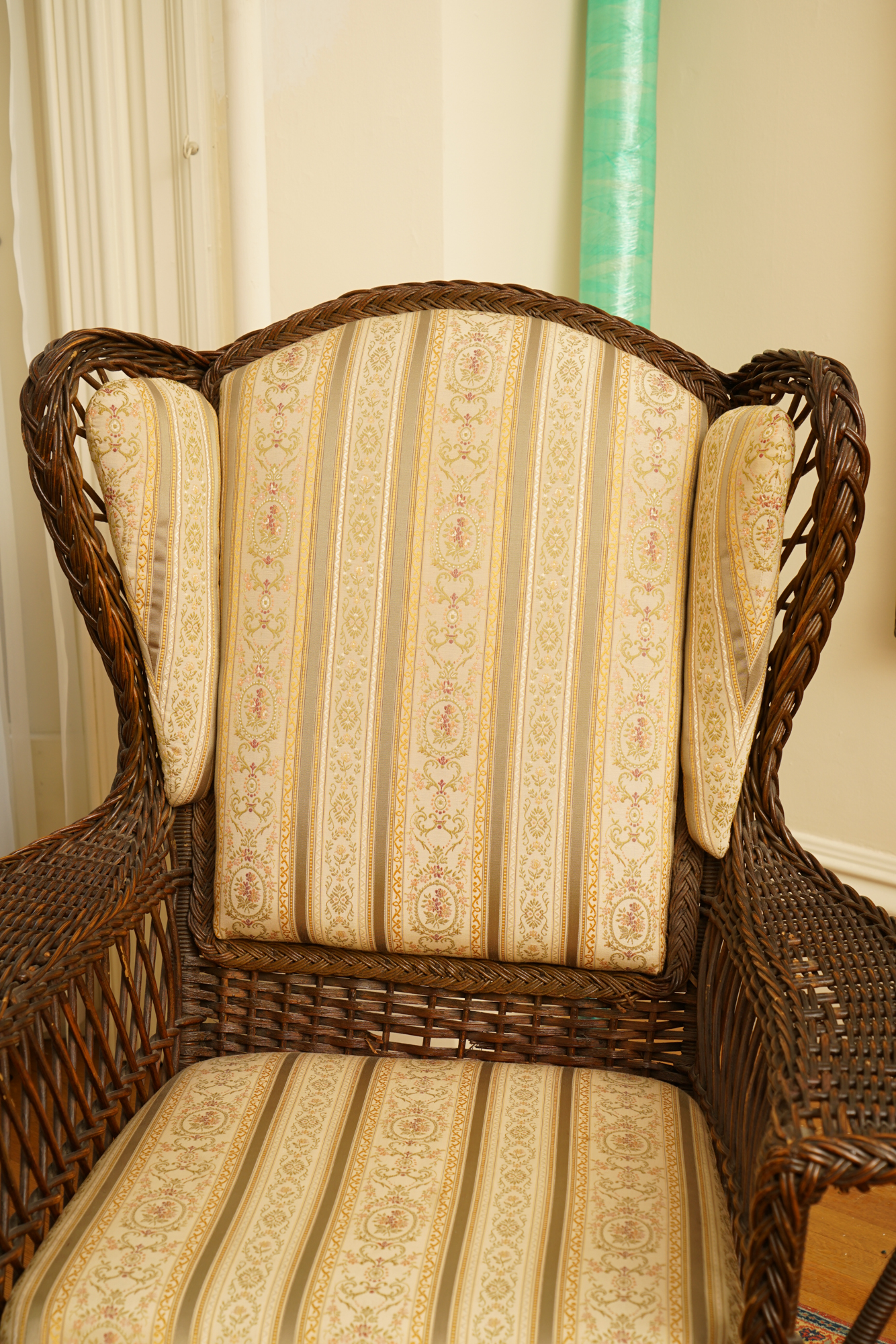 Vintage Wingback Wicker Chair