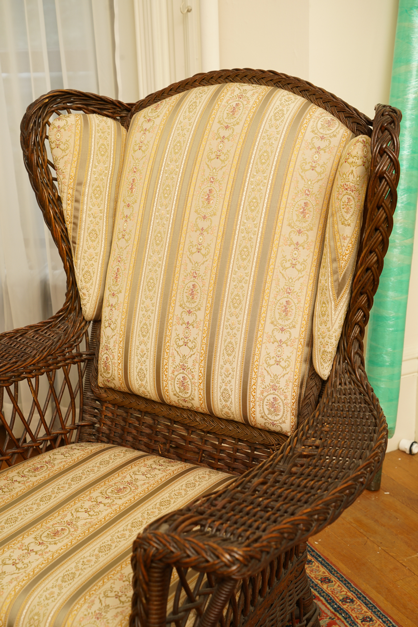 Vintage Wingback Wicker Chair