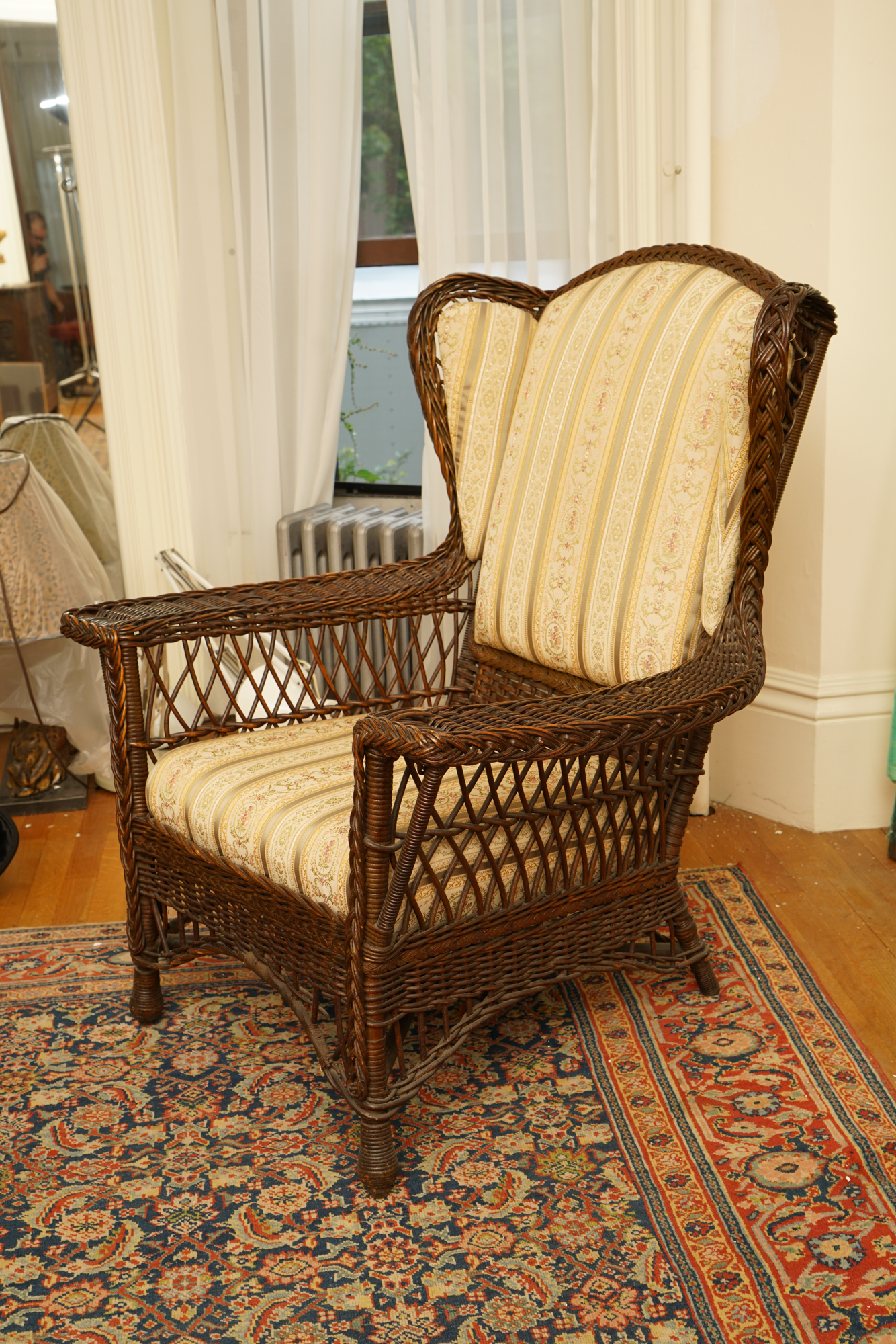 Vintage Wingback Wicker Chair