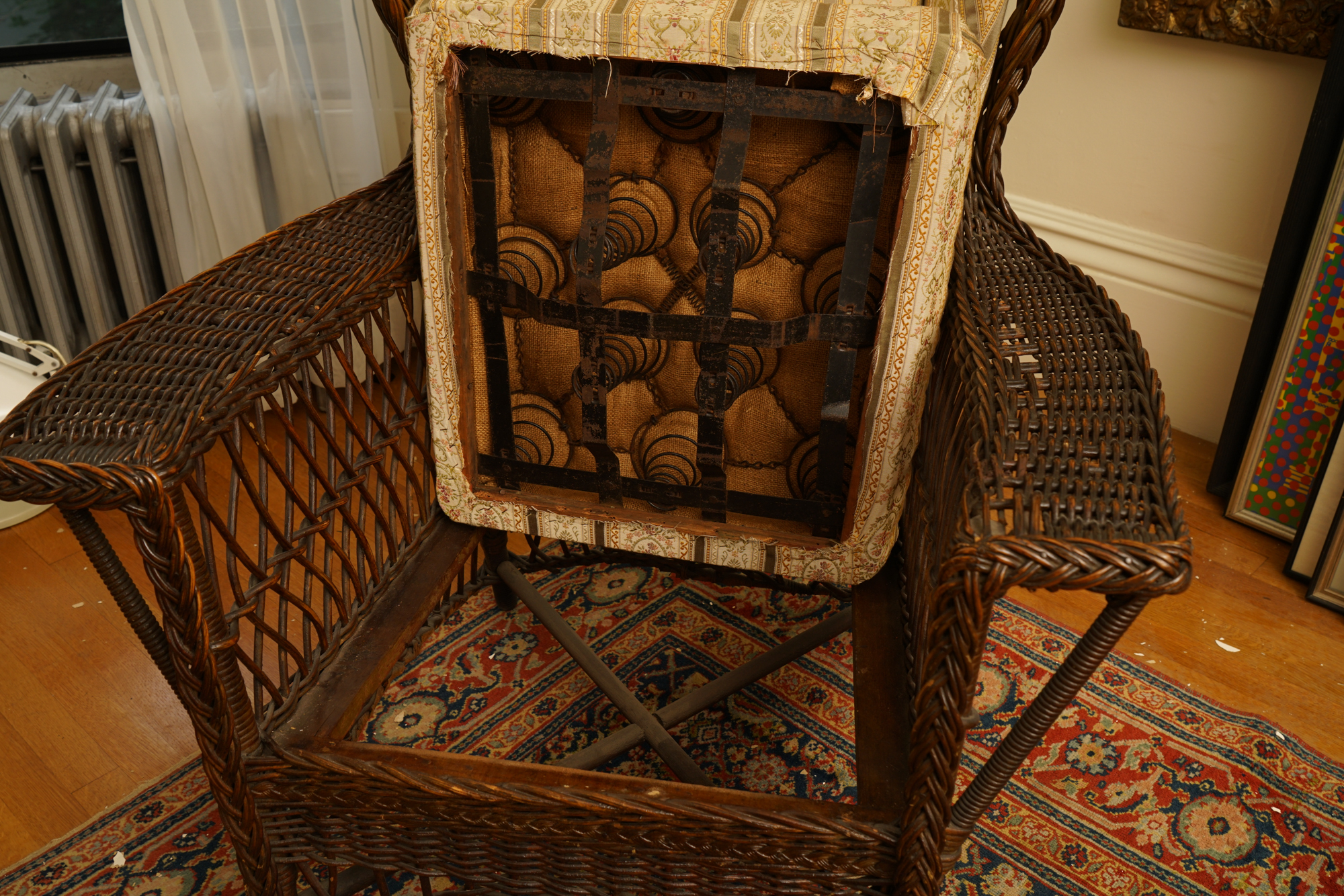 Vintage Wingback Wicker Chair