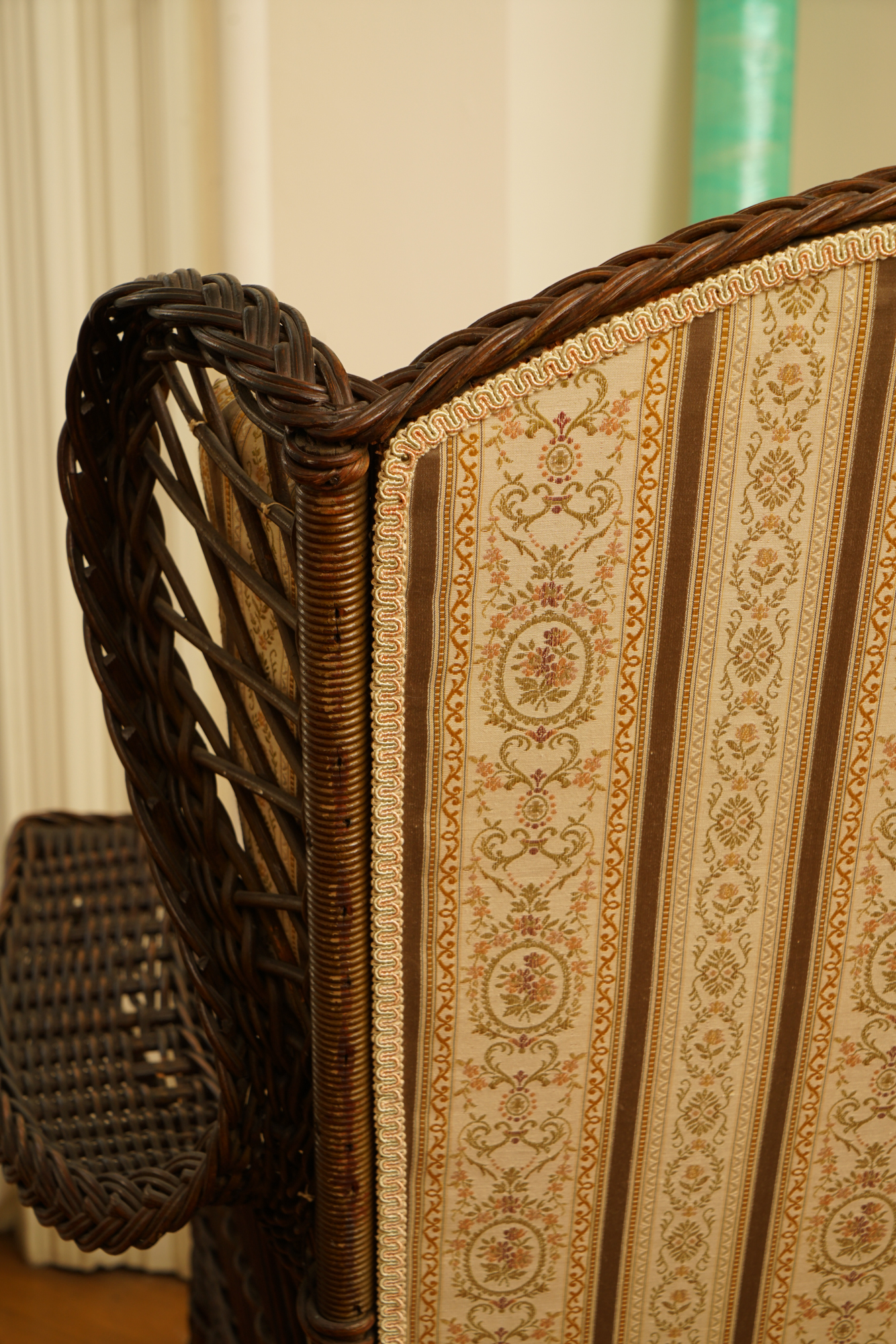 Vintage Wingback Wicker Chair