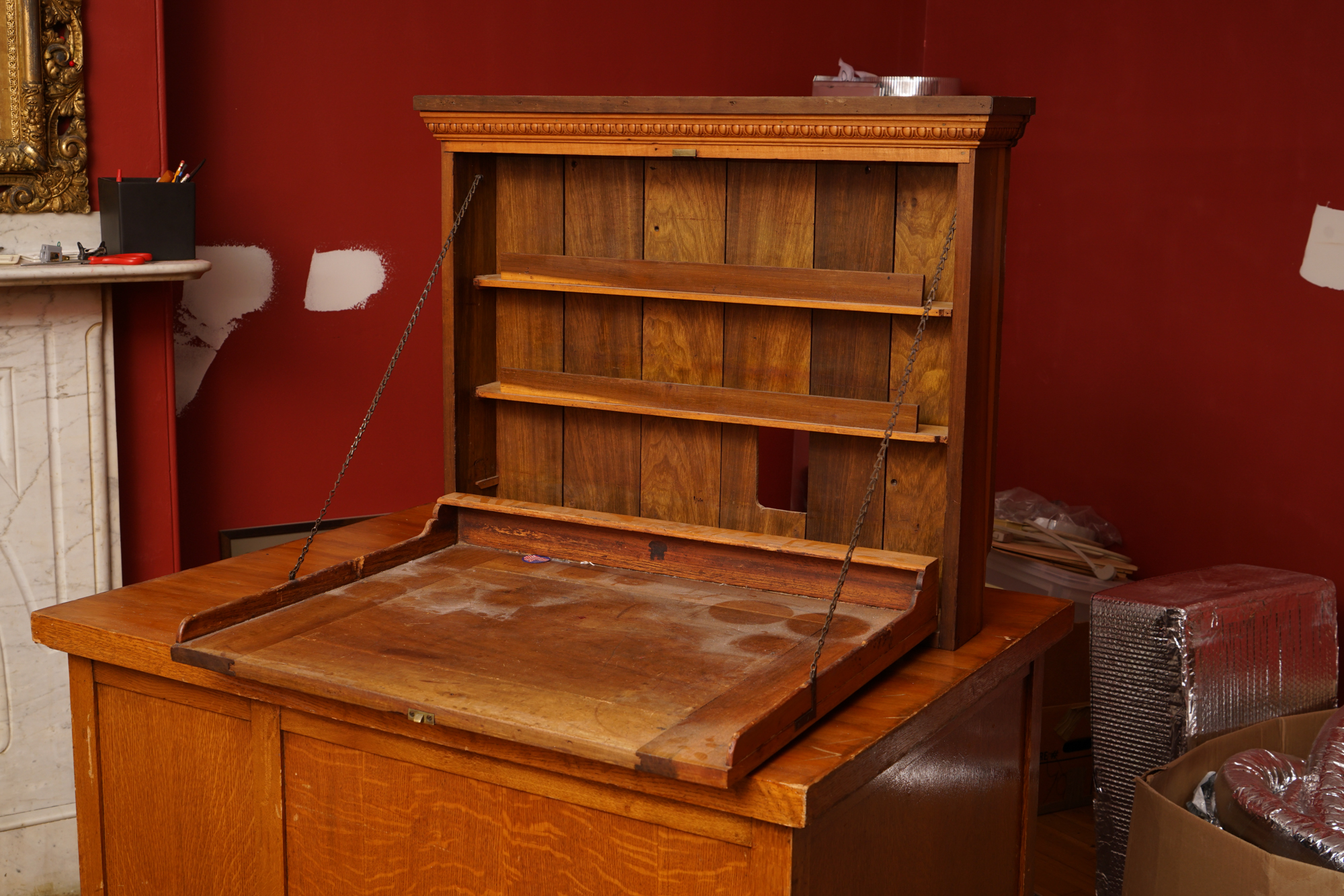 Mahogany Wall Mount Drop Front Desk