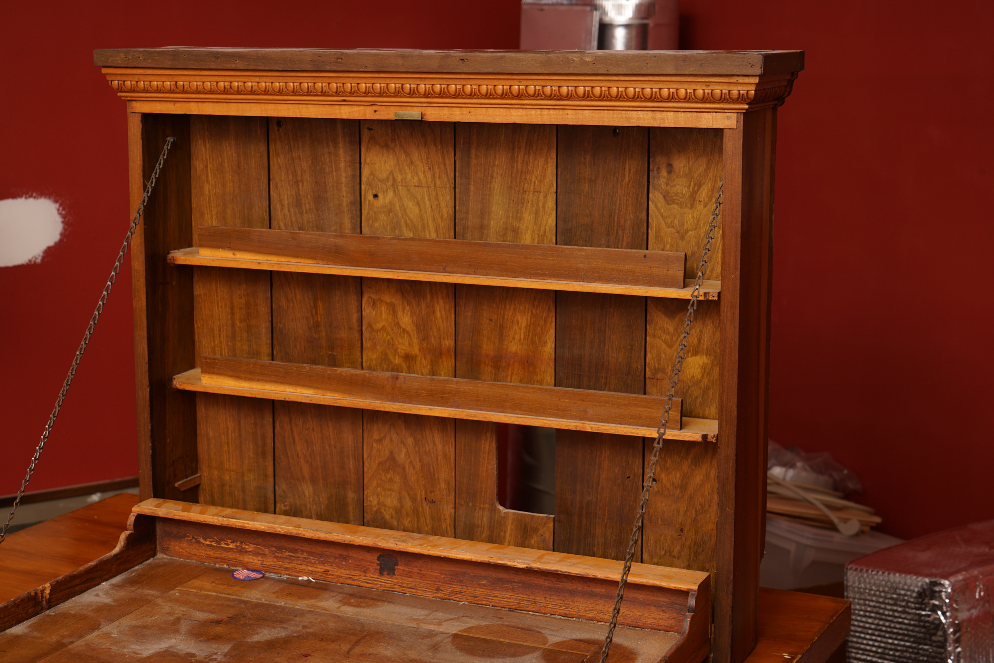 Mahogany Wall Mount Drop Front Desk