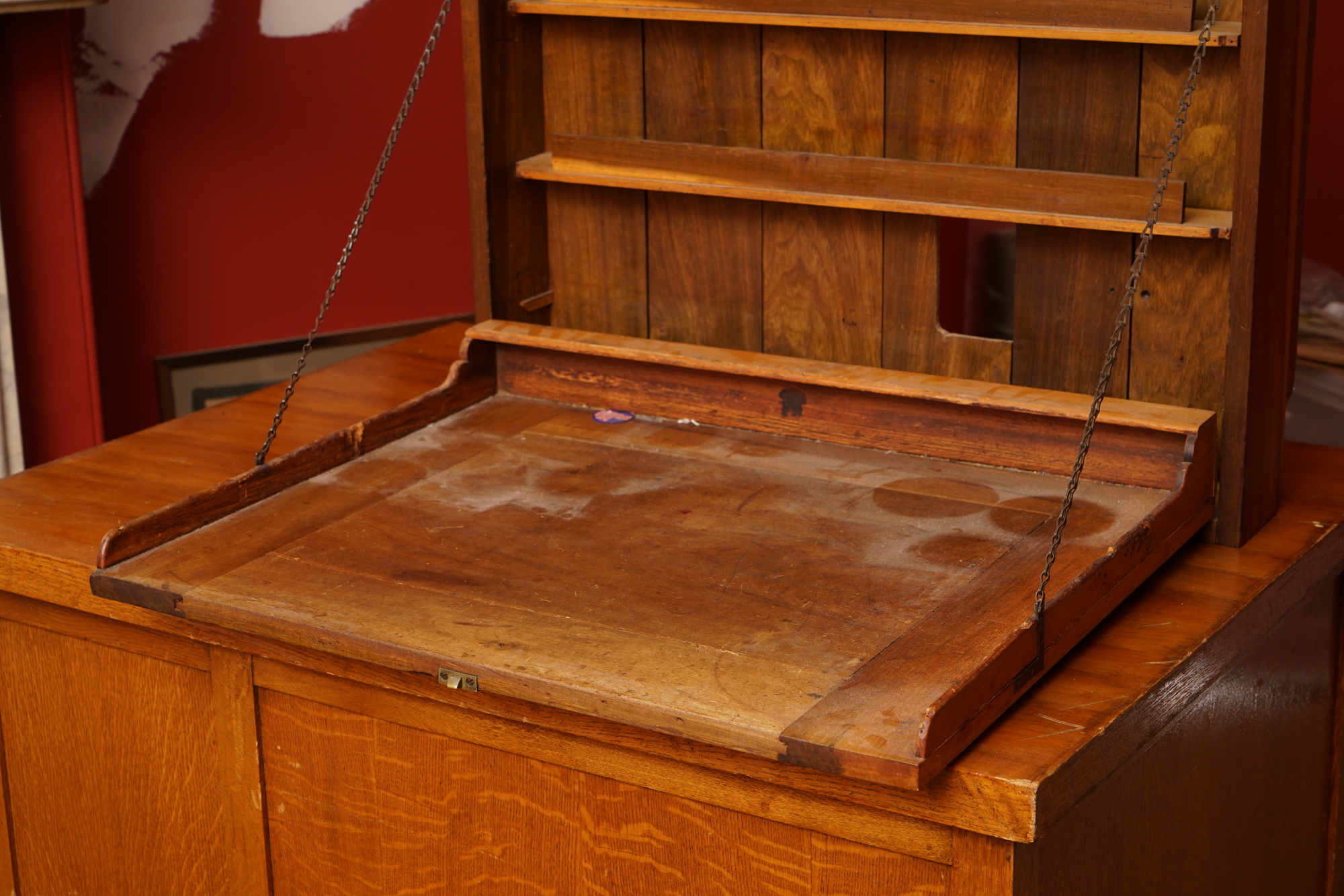 Mahogany Wall Mount Drop Front Desk