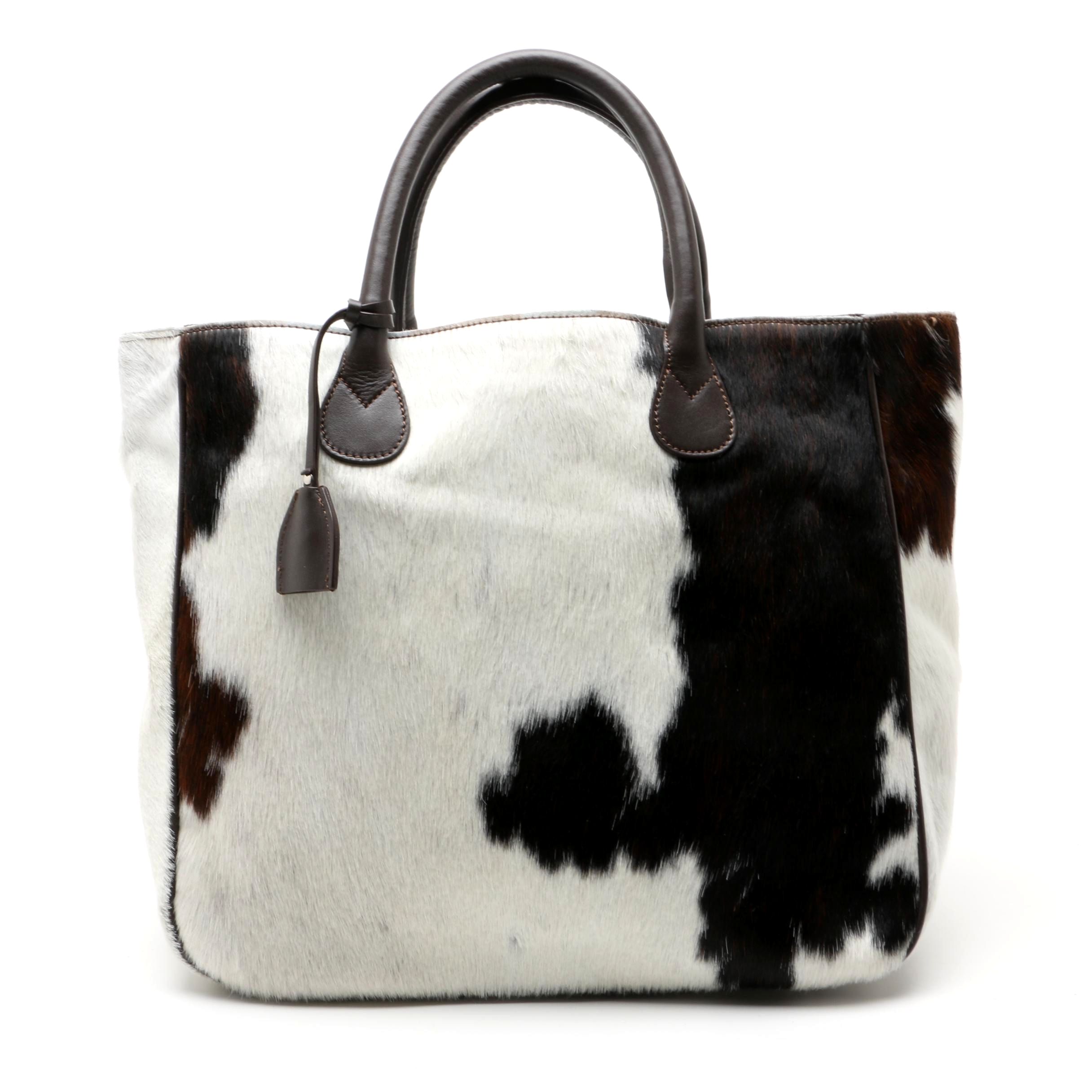 Mark and Graham Italian Leather and Pony Hair Tote Bag