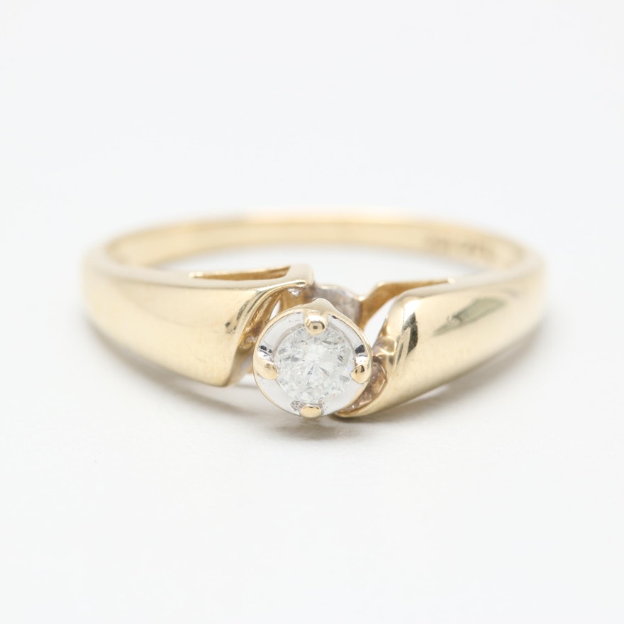 10K Yellow Gold Diamond Solitaire Ring