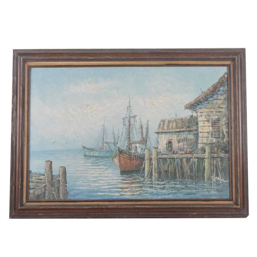 Florence Oil Painting of Harbor Scene