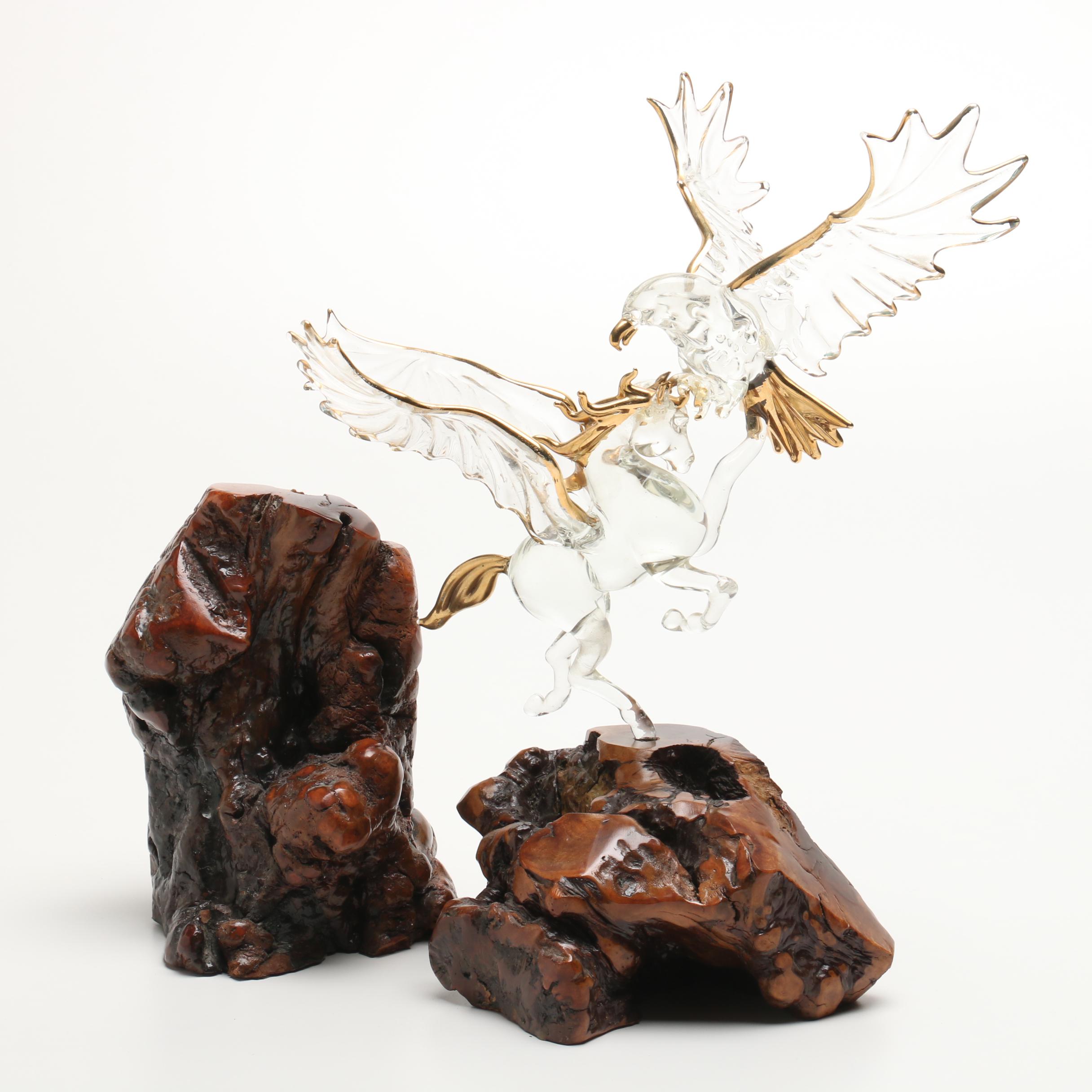 Knotted Burlwood and Glass Decor Figurine