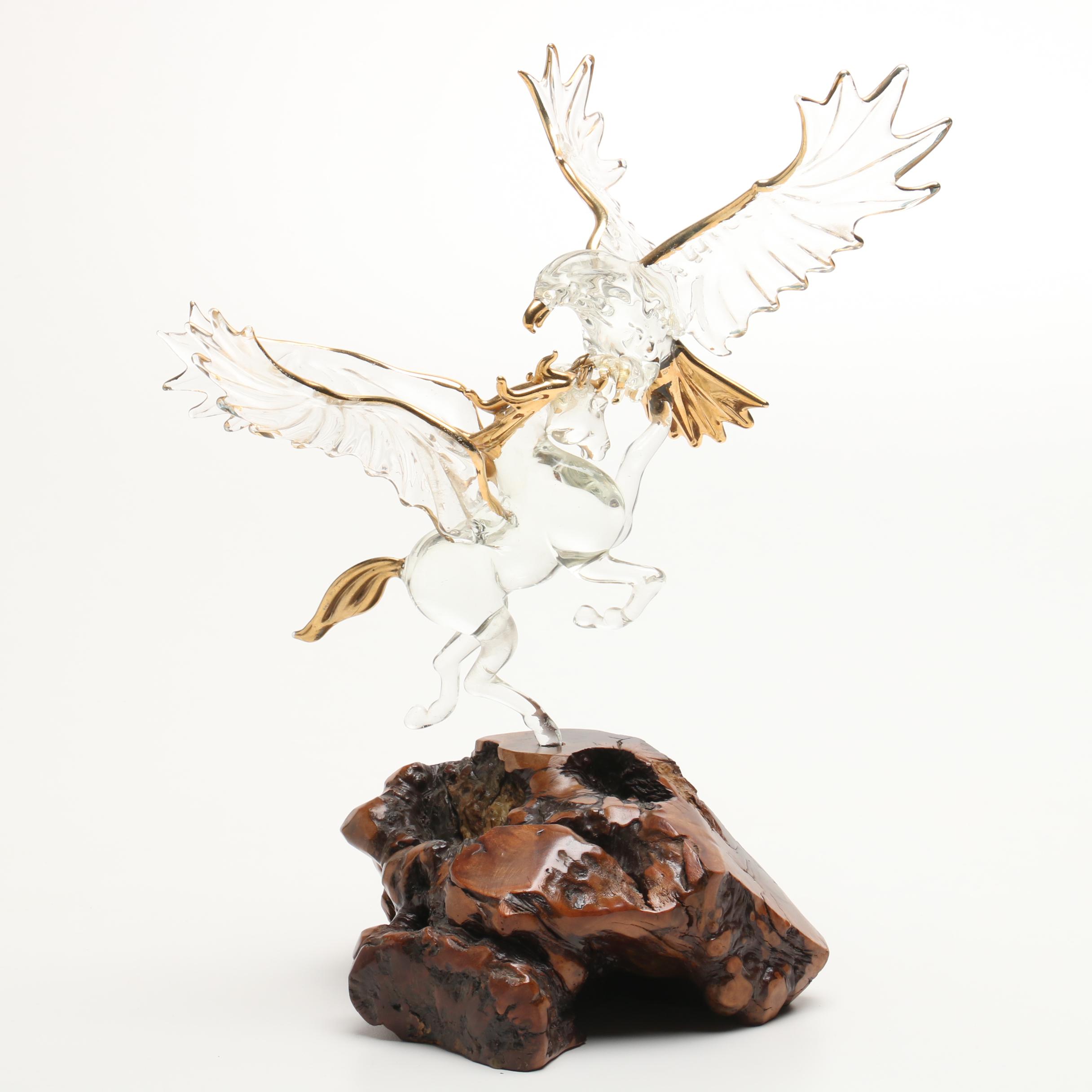 Knotted Burlwood and Glass Decor Figurine