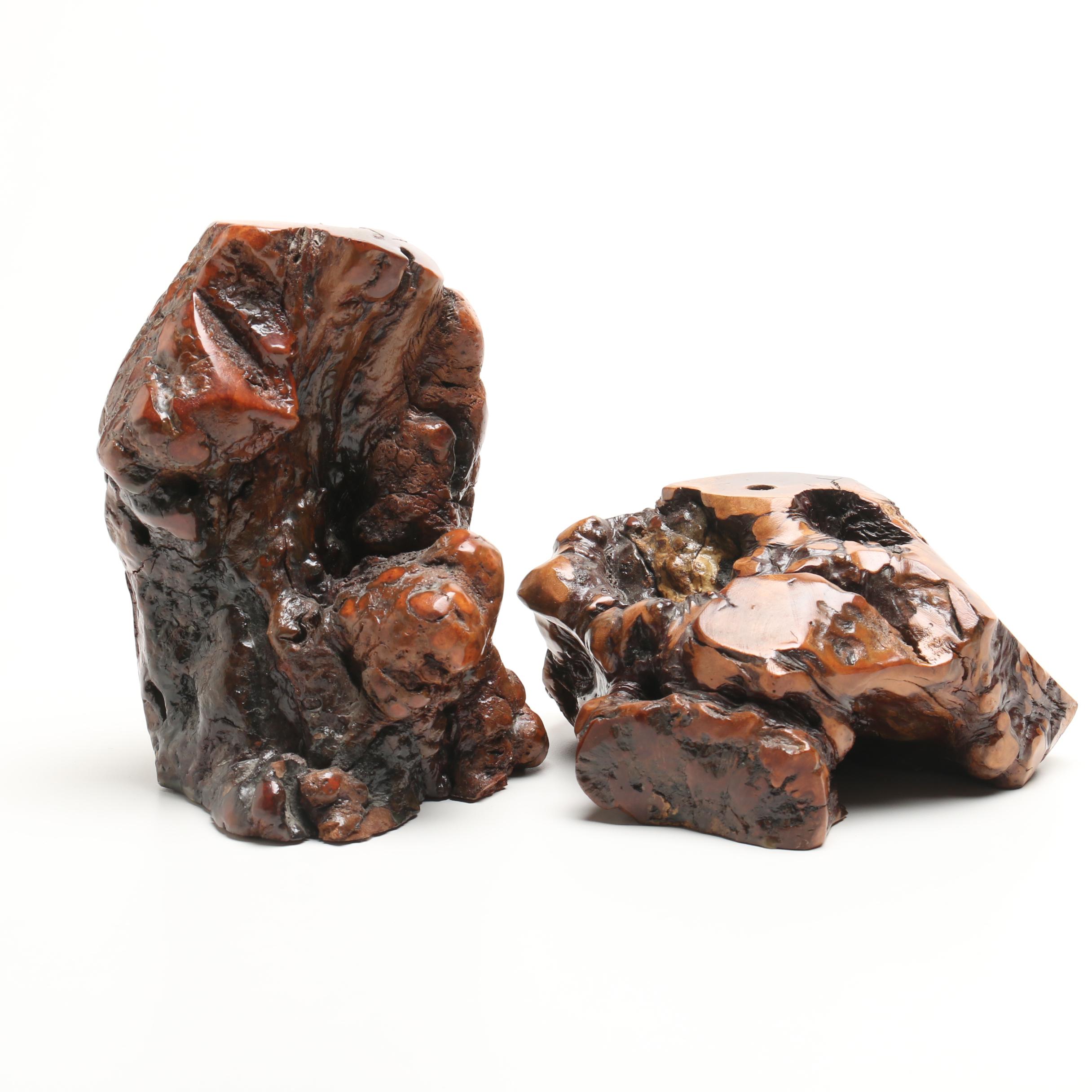 Knotted Burlwood and Glass Decor Figurine