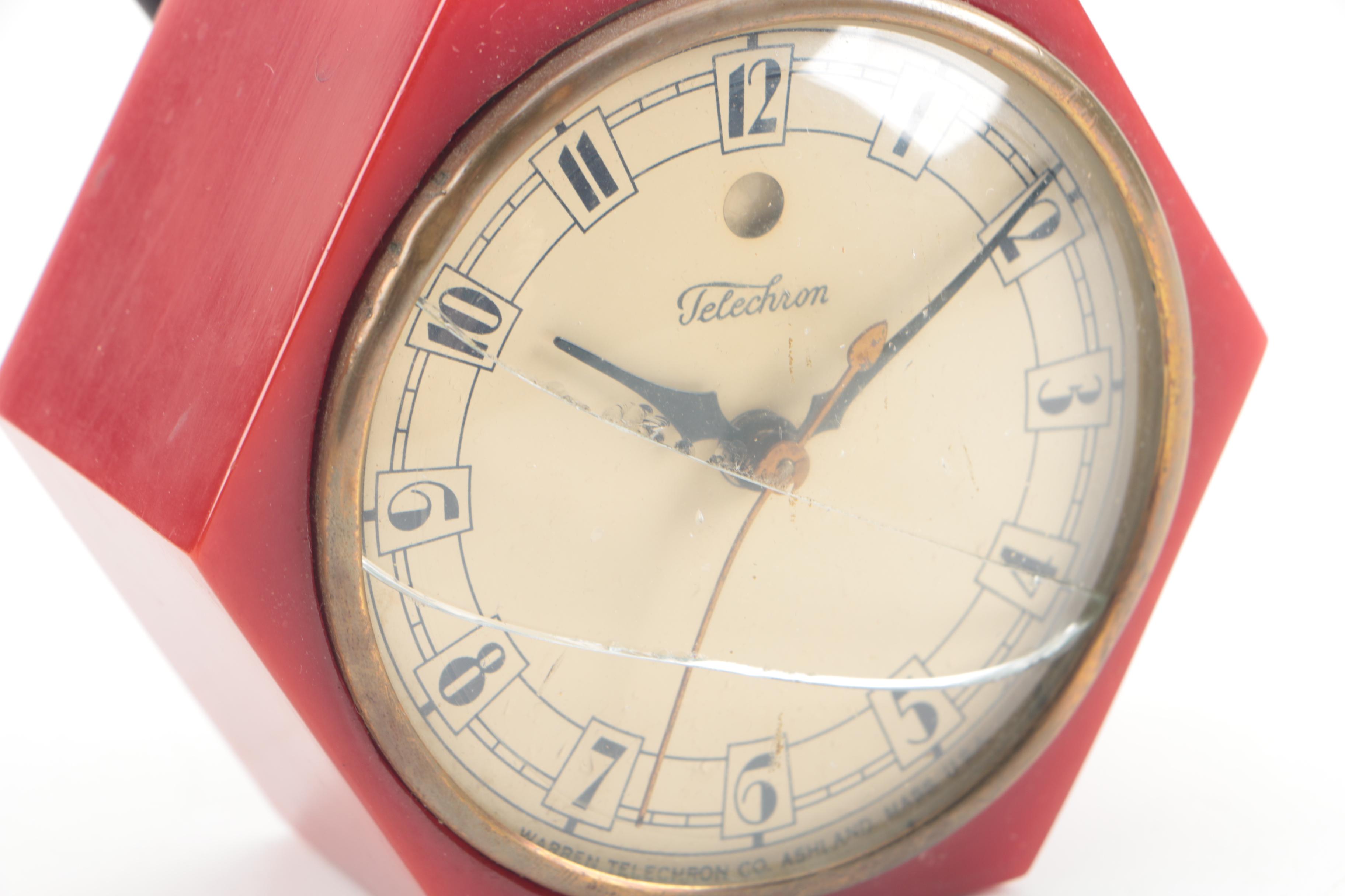 Vintage Bakelite and Telechron and General Electric Shelf Clocks and Timer Clock