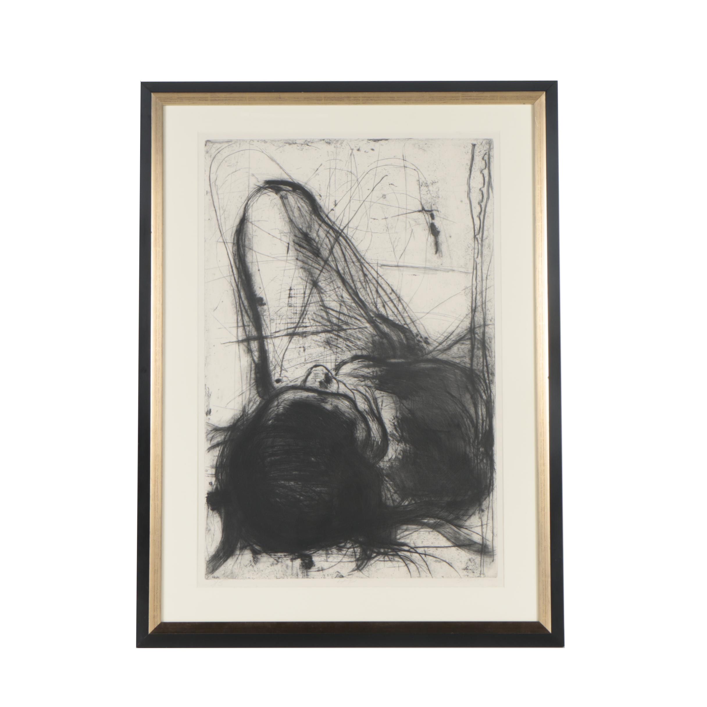 Sylvia Schuster Drypoint Engraving "Legs"