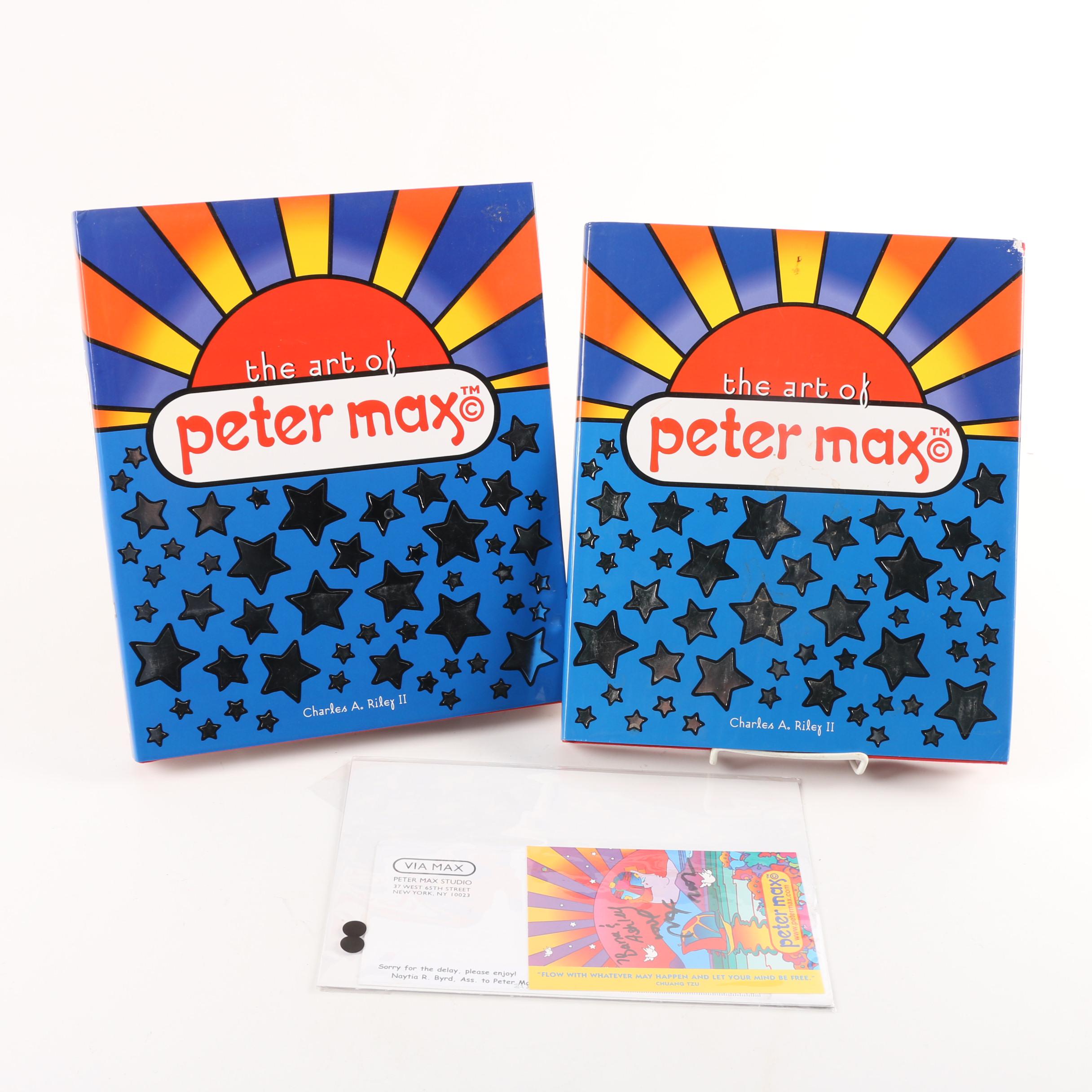 Signed "The Art of Peter Max" Books with Postcard