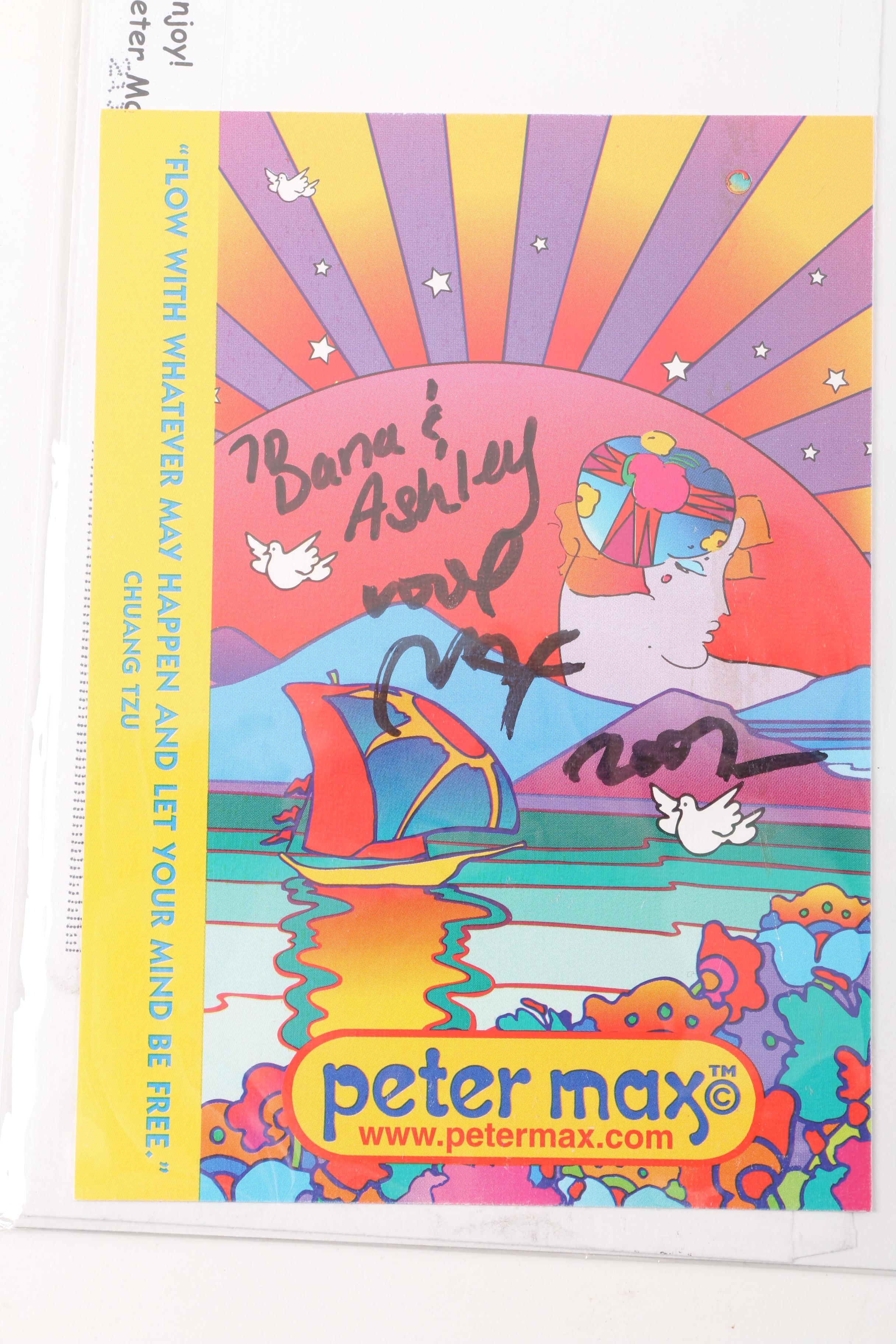 Signed "The Art of Peter Max" Books with Postcard