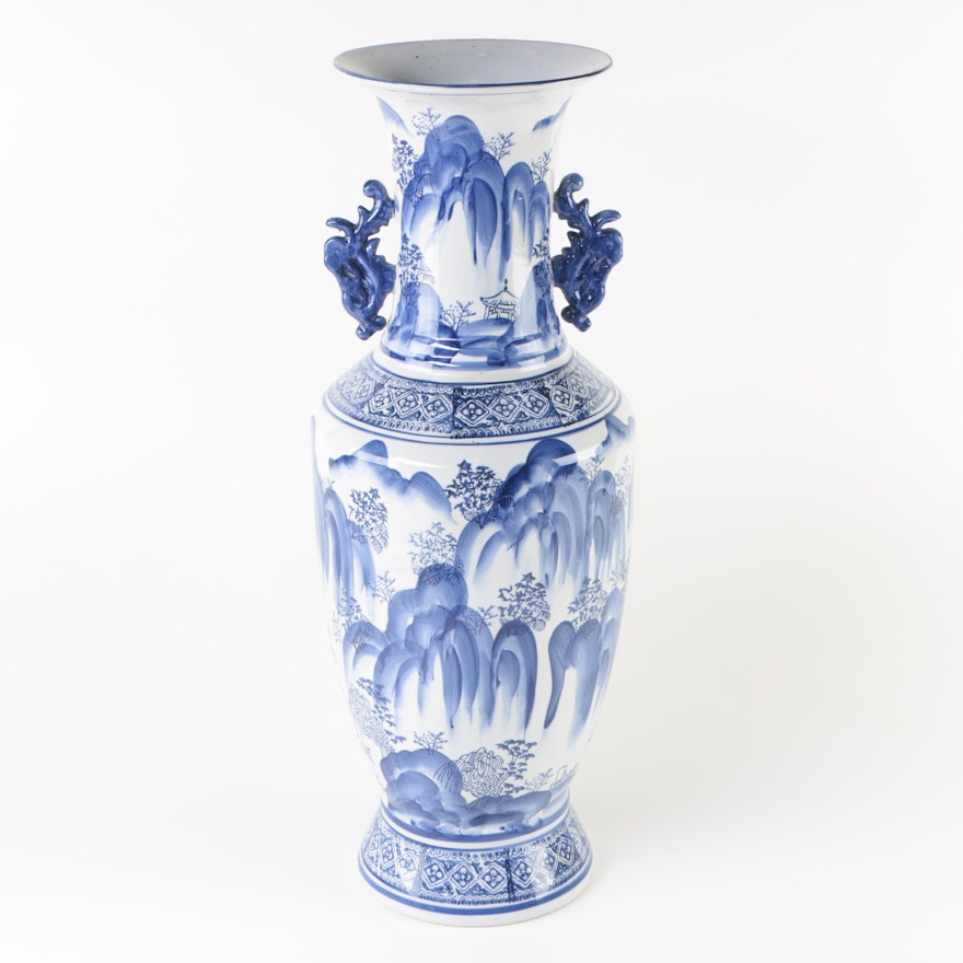 Chinese Blue and White Ceramic Floor Vase
