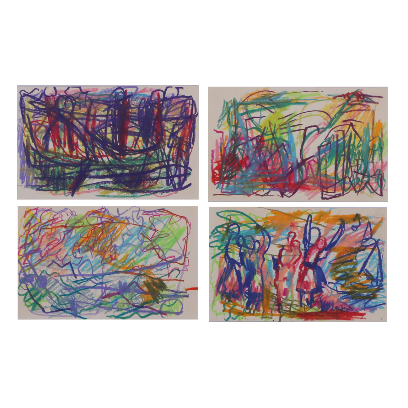 Four Paul Chidlaw Original Abstract Pastel Drawings on Paper